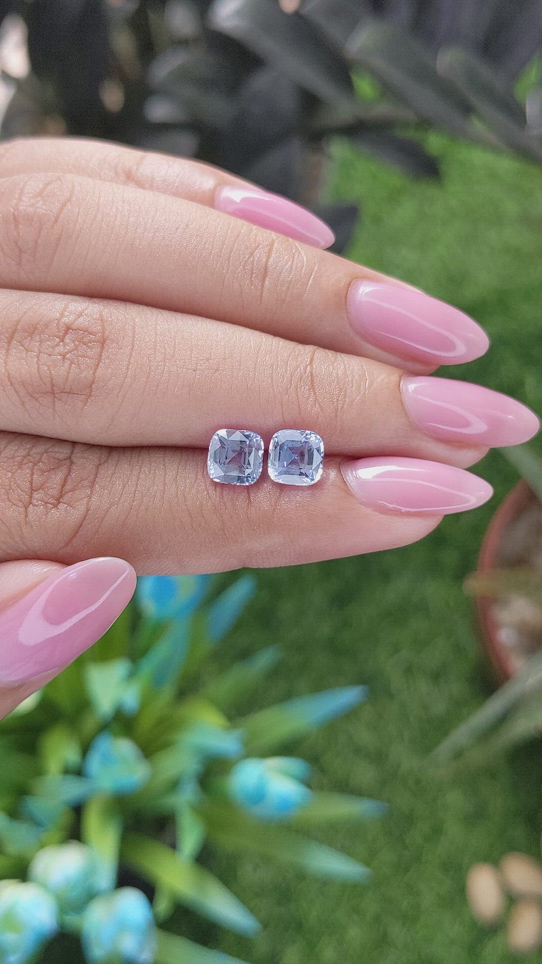 2.61&nbsp;Ct.Tw.Total Carat Weight Purplish Blue Sapphire Pair from Ceylon (Sri Lanka) Size Video