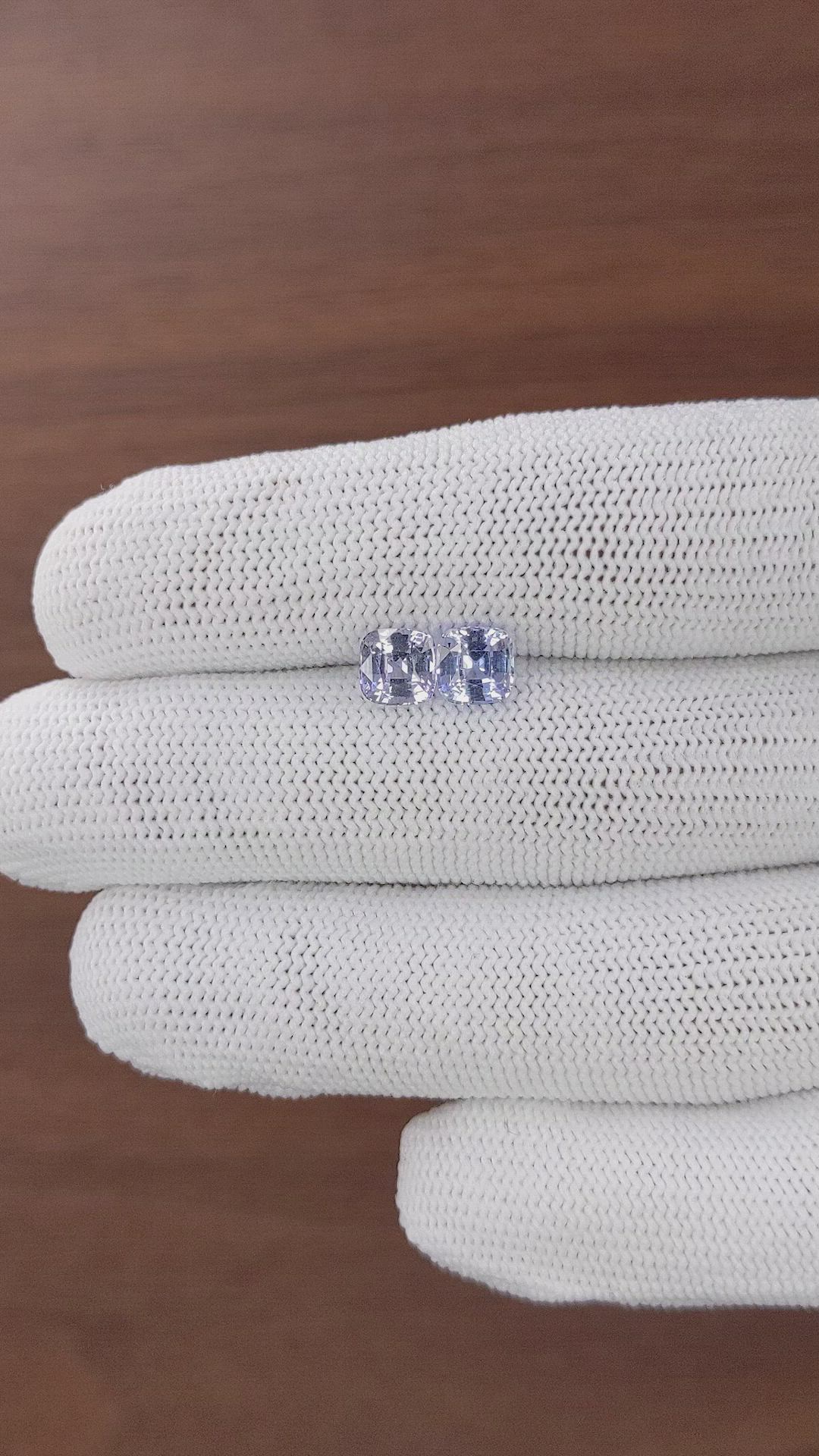2.61&nbsp;Ct.Tw.Total Carat Weight Purplish Blue Sapphire Pair from Ceylon (Sri Lanka) Size Video
