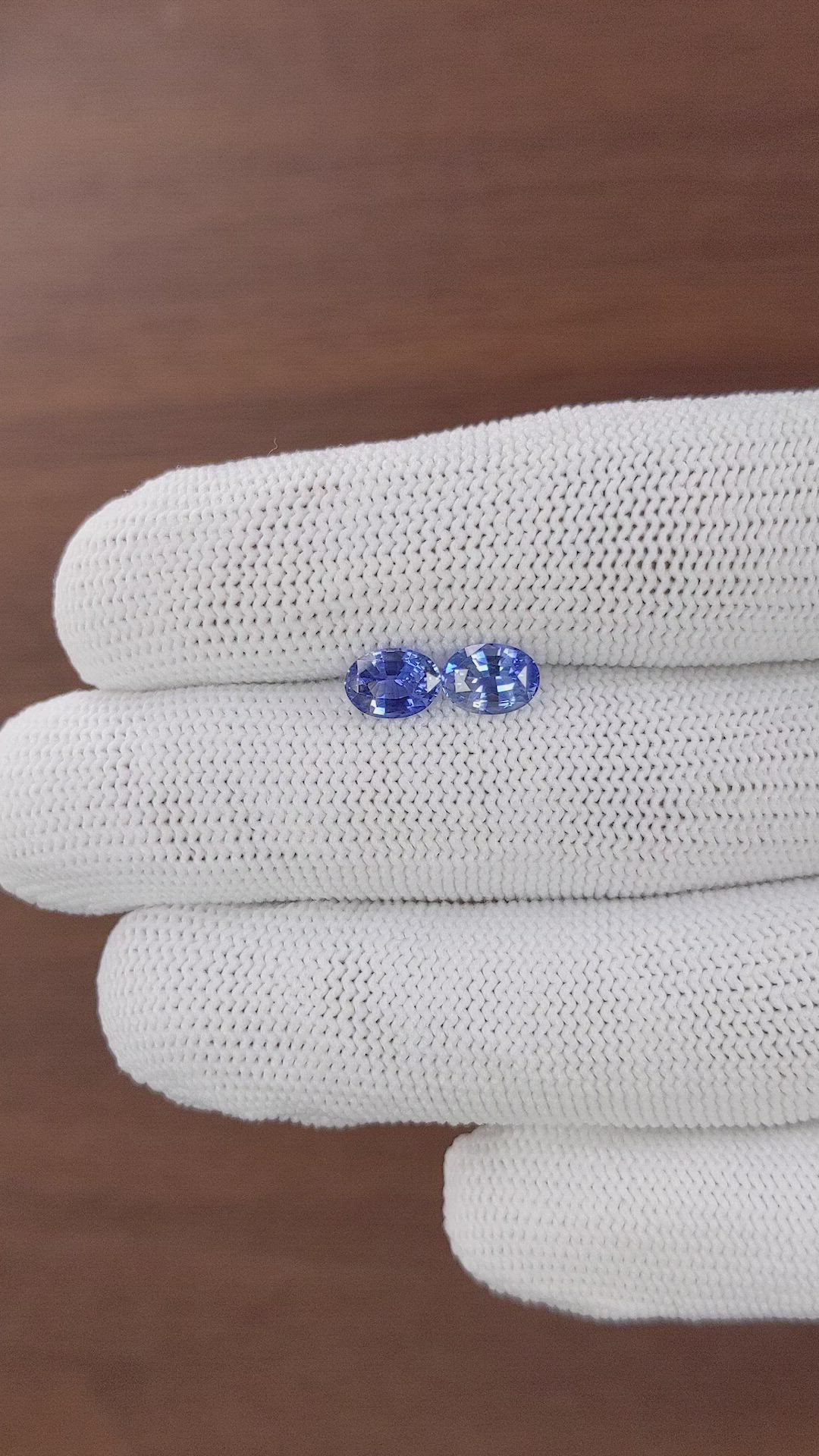 2.04 Ct.Tw.Total Carat Weight Blue Sapphire Pair from Ceylon (Sri Lanka) Size Video