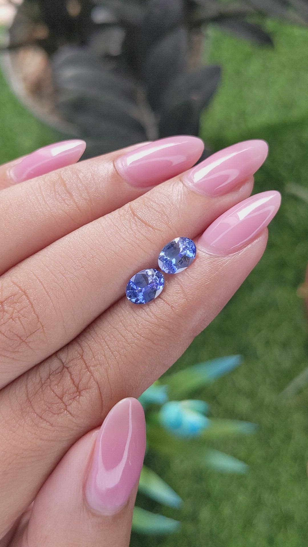 2.04 Ct.Tw.Total Carat Weight Blue Sapphire Pair from Ceylon (Sri Lanka) Size Video