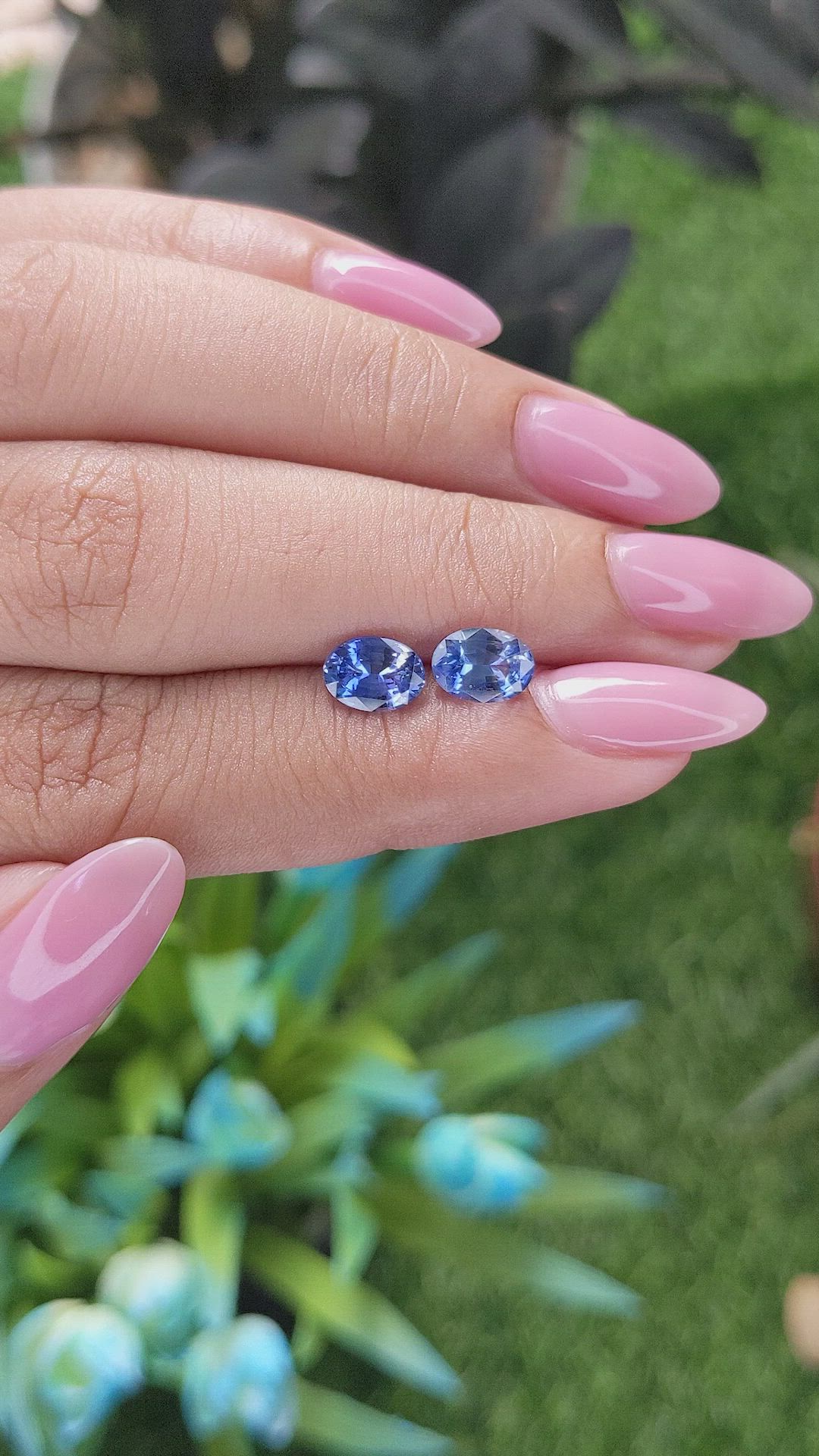 2.04 Ct.Tw.Total Carat Weight Blue Sapphire Pair from Ceylon (Sri Lanka) Size Video