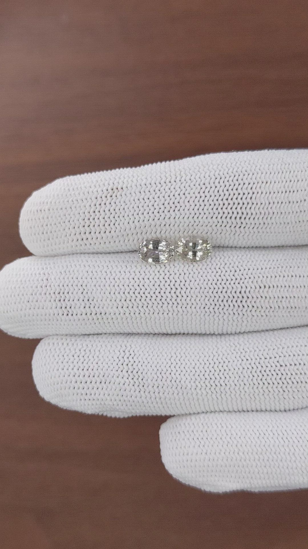 2.24 Ct.Tw.Total Carat Weight Yellowish Green Sapphire Pair from Africa Size Video