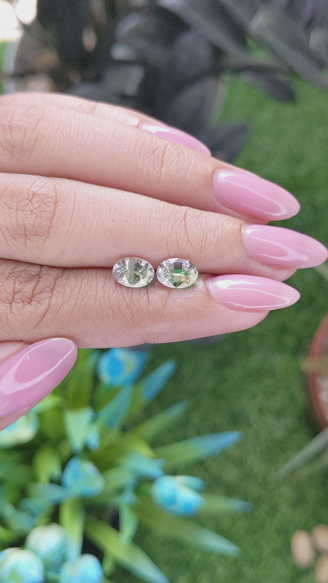 2.24 Ct.Tw.Total Carat Weight Yellowish Green Sapphire Pair from Africa Size Video