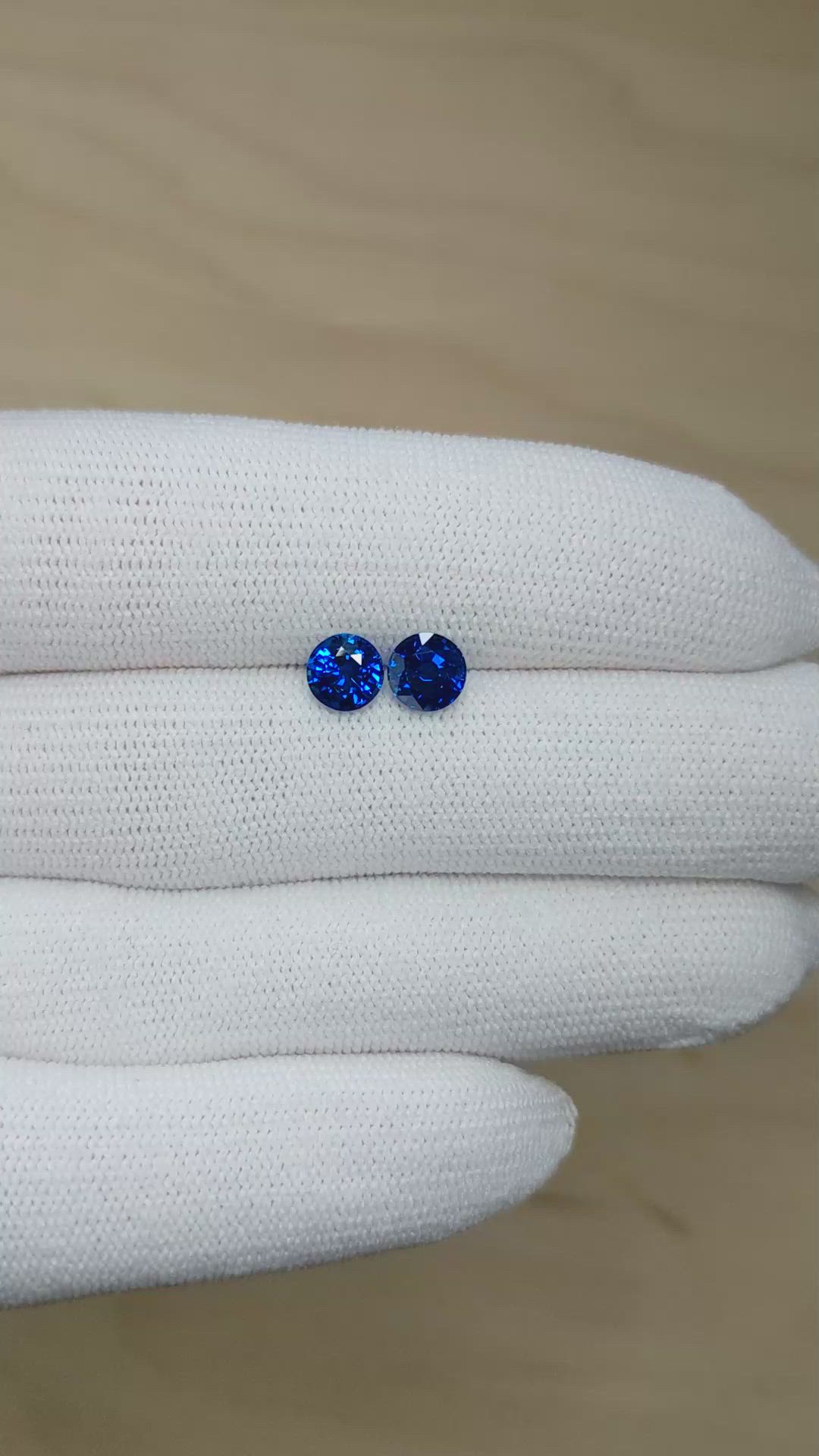 2.29 Ct.Tw.Total Carat Weight Blue Sapphire Pair from Ceylon (Sri Lanka) Size Video
