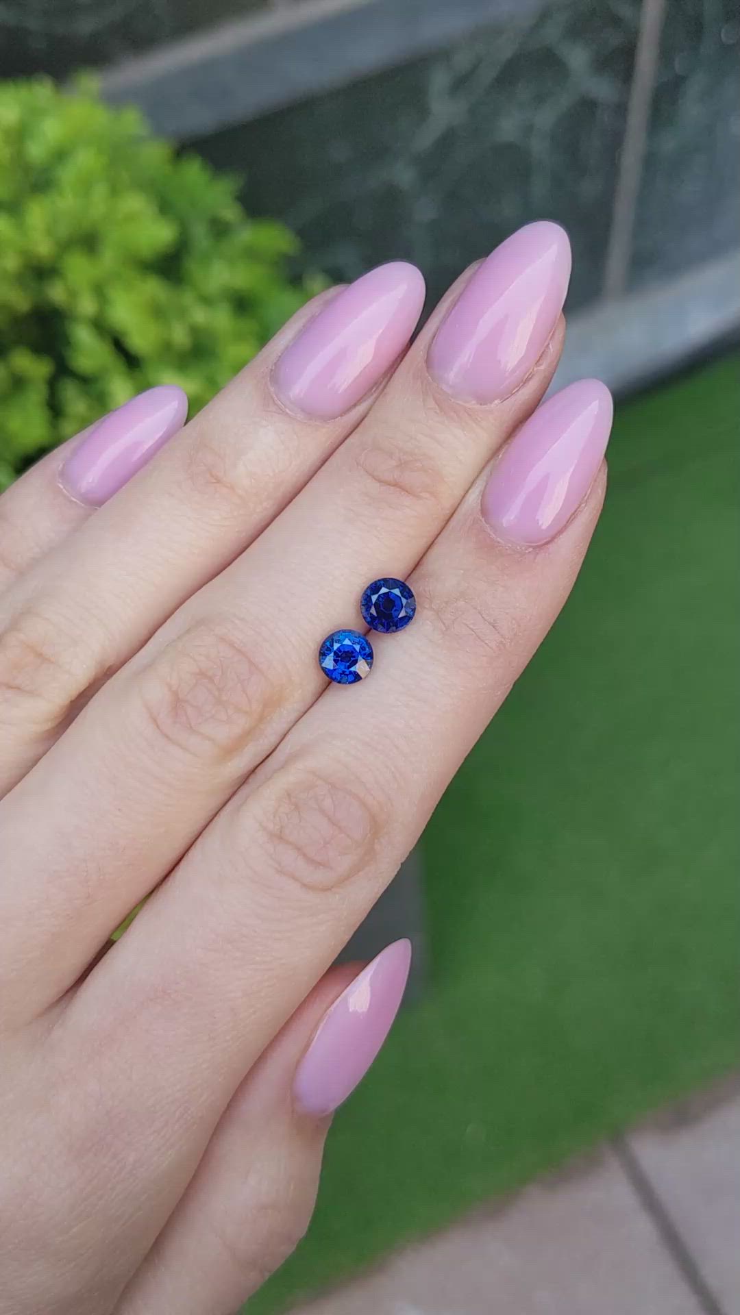 2.29 Ct.Tw.Total Carat Weight Blue Sapphire Pair from Ceylon (Sri Lanka) Size Video