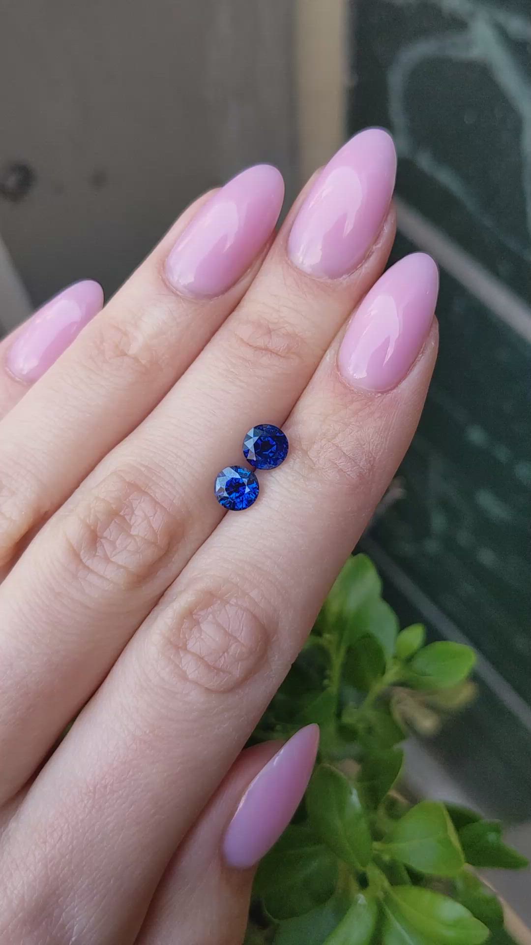2.29 Ct.Tw.Total Carat Weight Blue Sapphire Pair from Ceylon (Sri Lanka) Size Video