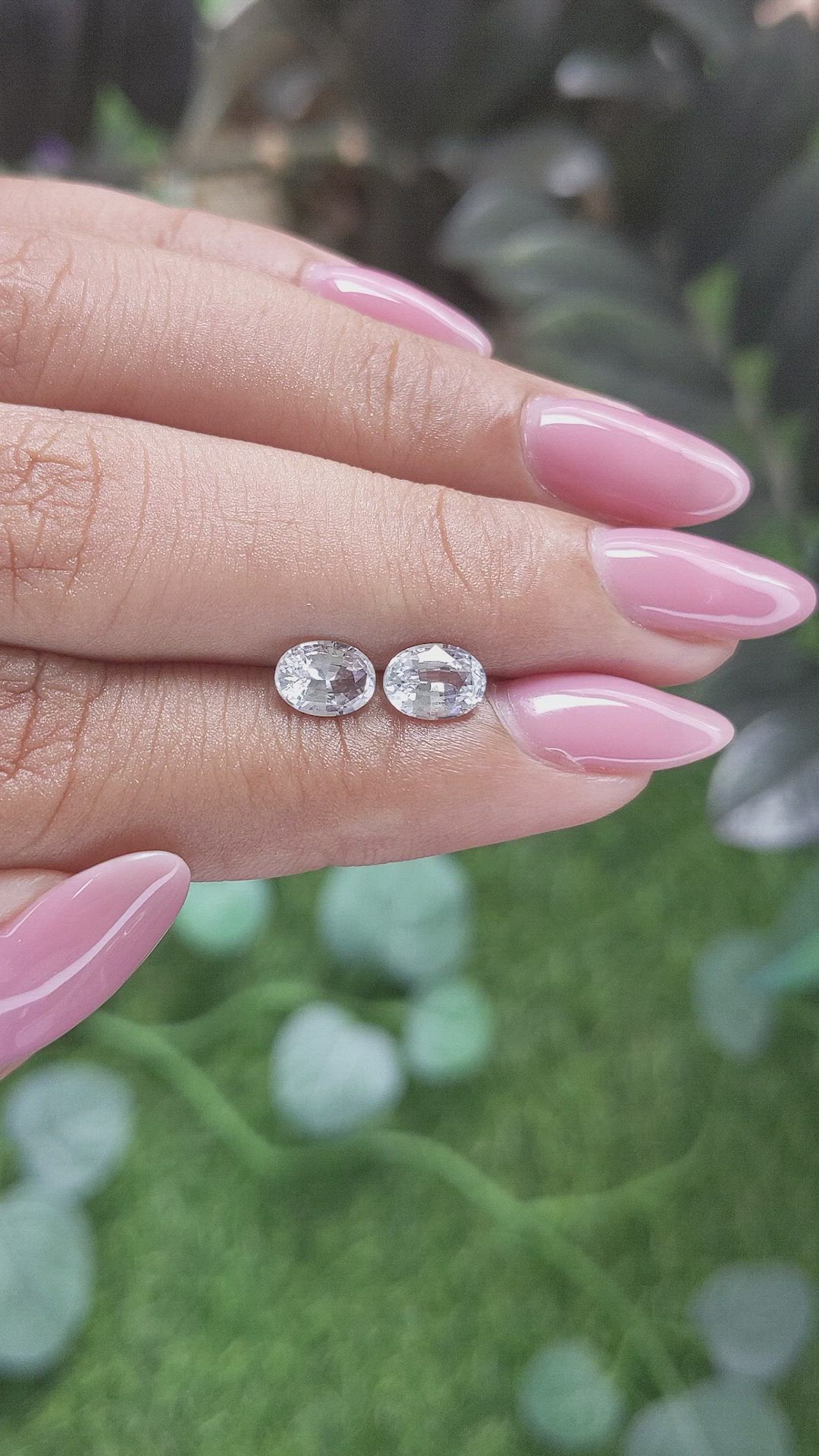 1.59&nbsp;Ct.Tw.Total Carat Weight White Sapphire Pair from Ceylon (Sri Lanka) Size Video