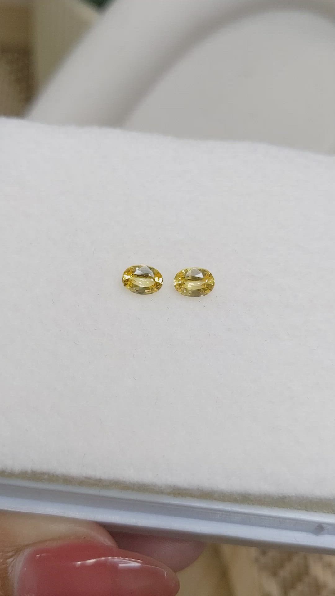 0.97 Ct.Tw.Total Carat Weight Yellow Sapphire Pair from Ceylon (Sri Lanka) Size Video