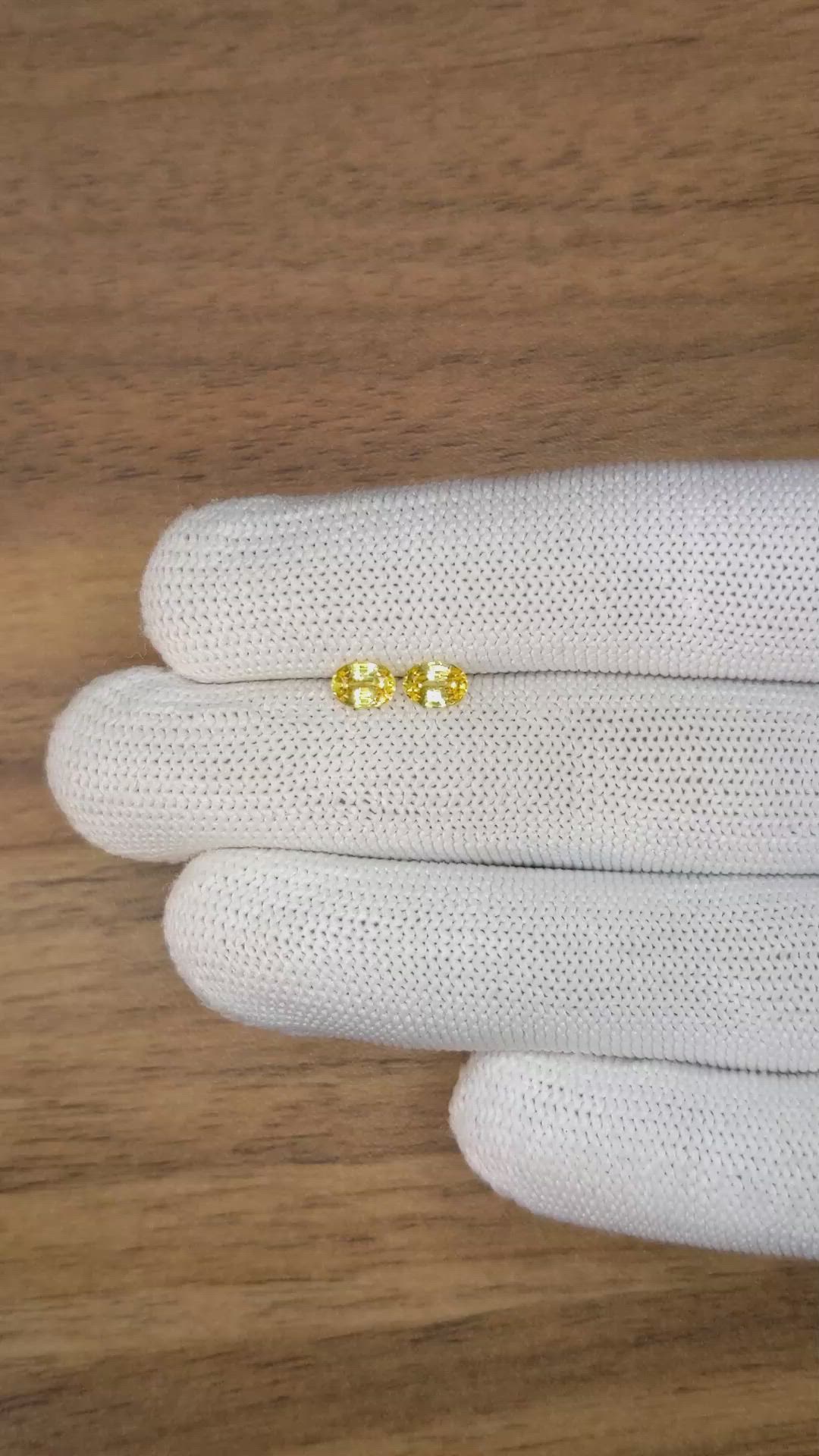 0.97 Ct.Tw.Total Carat Weight Yellow Sapphire Pair from Ceylon (Sri Lanka) Size Video