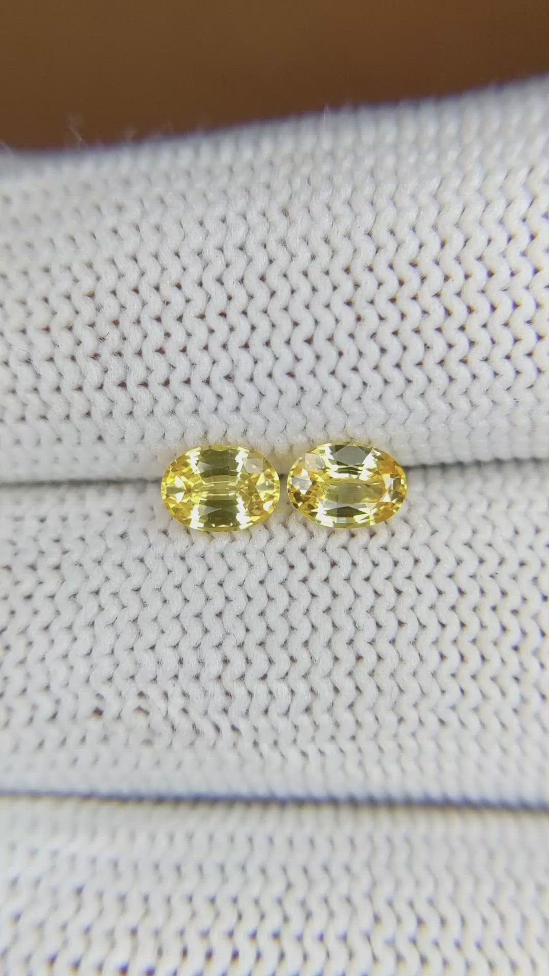 0.97 Ct.Tw.Total Carat Weight Yellow Sapphire Pair from Ceylon (Sri Lanka) Size Video