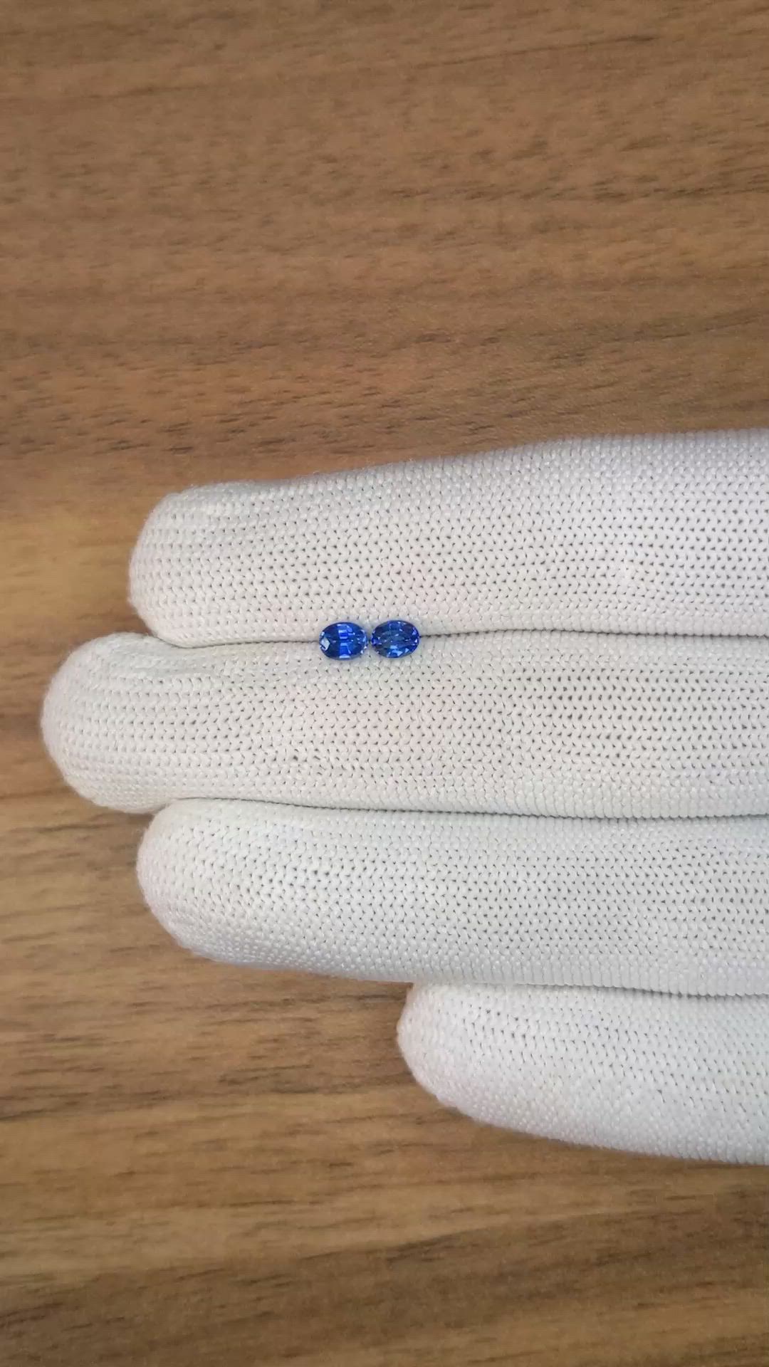0.68 Ct.Tw.Total Carat Weight Blue Sapphire Pair from Ceylon (Sri Lanka) Size Video