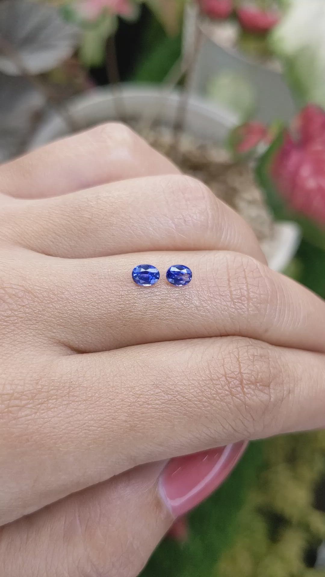 0.68 Ct.Tw.Total Carat Weight Blue Sapphire Pair from Ceylon (Sri Lanka) Size Video