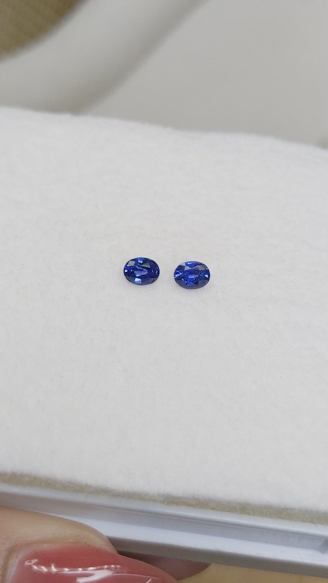 0.68 Ct.Tw.Total Carat Weight Blue Sapphire Pair from Ceylon (Sri Lanka) Size Video