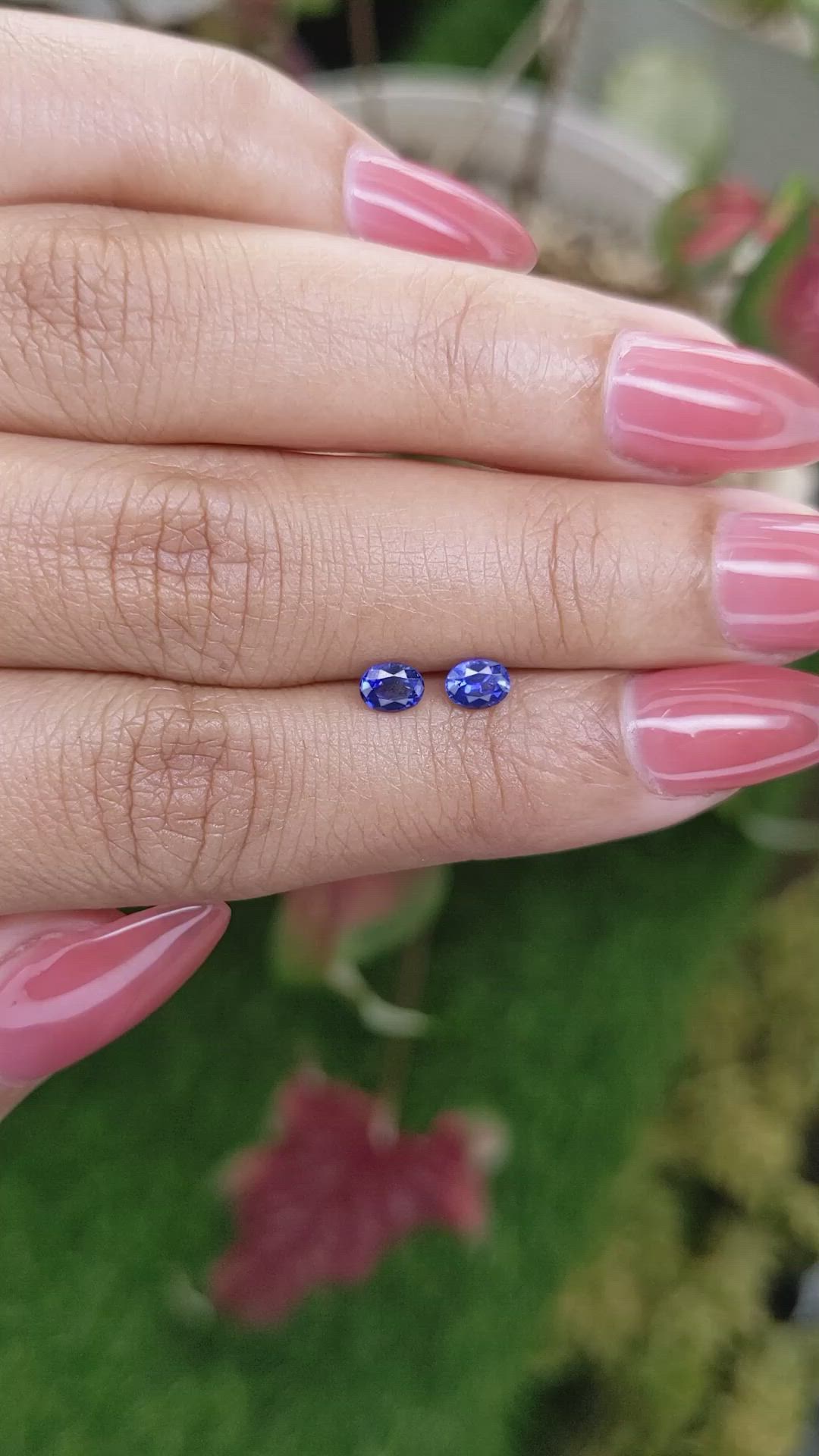 0.68 Ct.Tw.Total Carat Weight Blue Sapphire Pair from Ceylon (Sri Lanka) Size Video