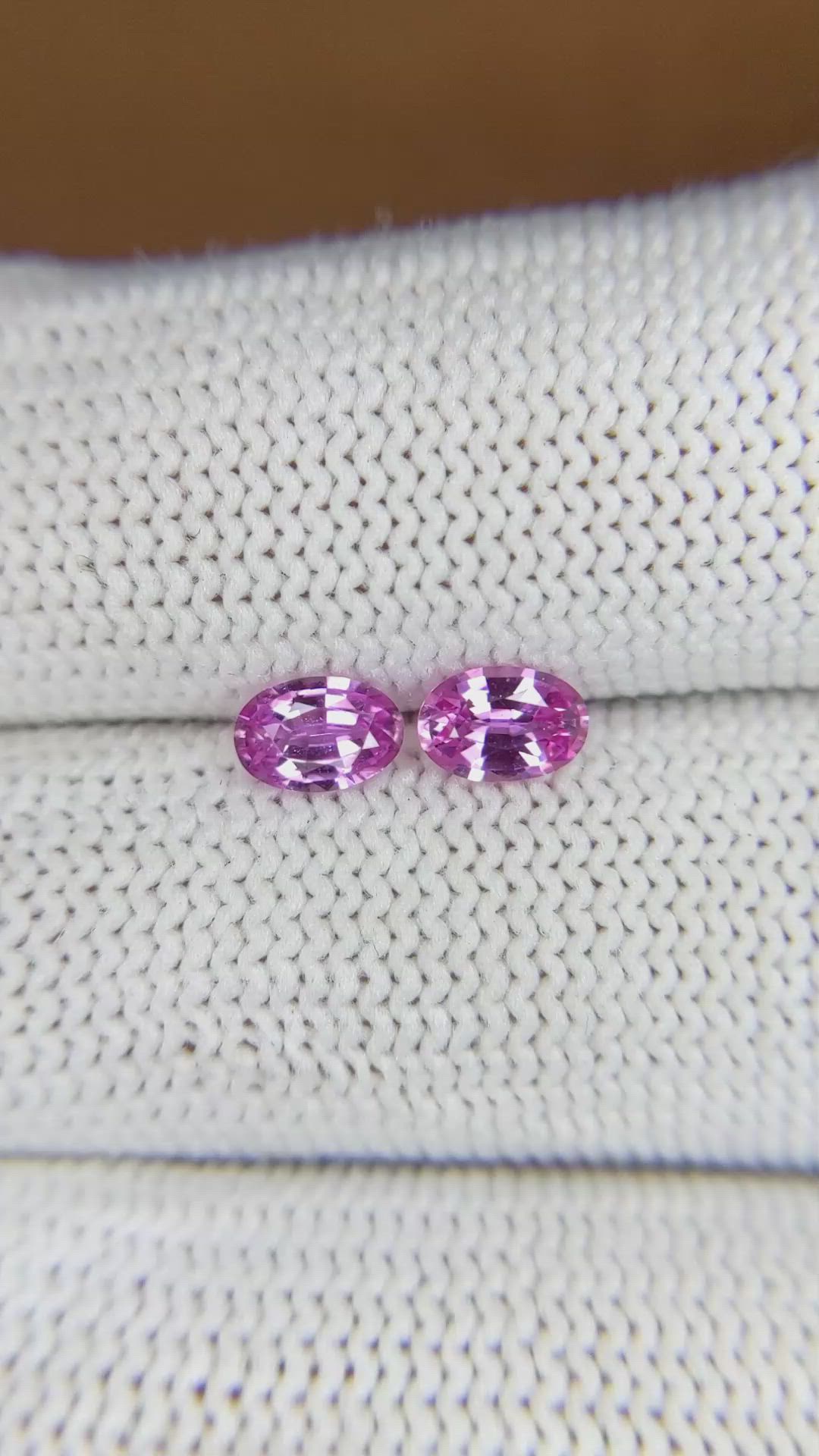 0.92 Ct.Tw.Total Carat Weight Purplish Pink Sapphire Pair from Ceylon (Sri Lanka) Size Video