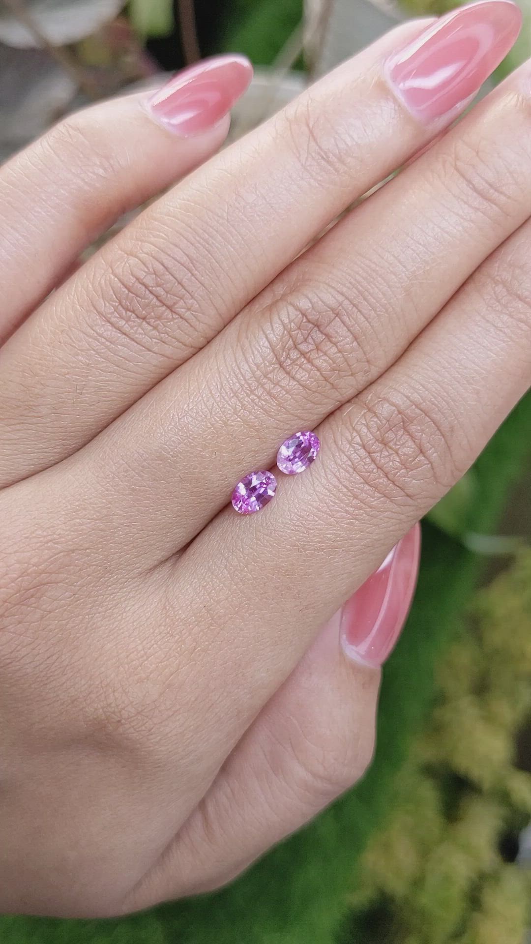 0.92 Ct.Tw.Total Carat Weight Purplish Pink Sapphire Pair from Ceylon (Sri Lanka) Size Video