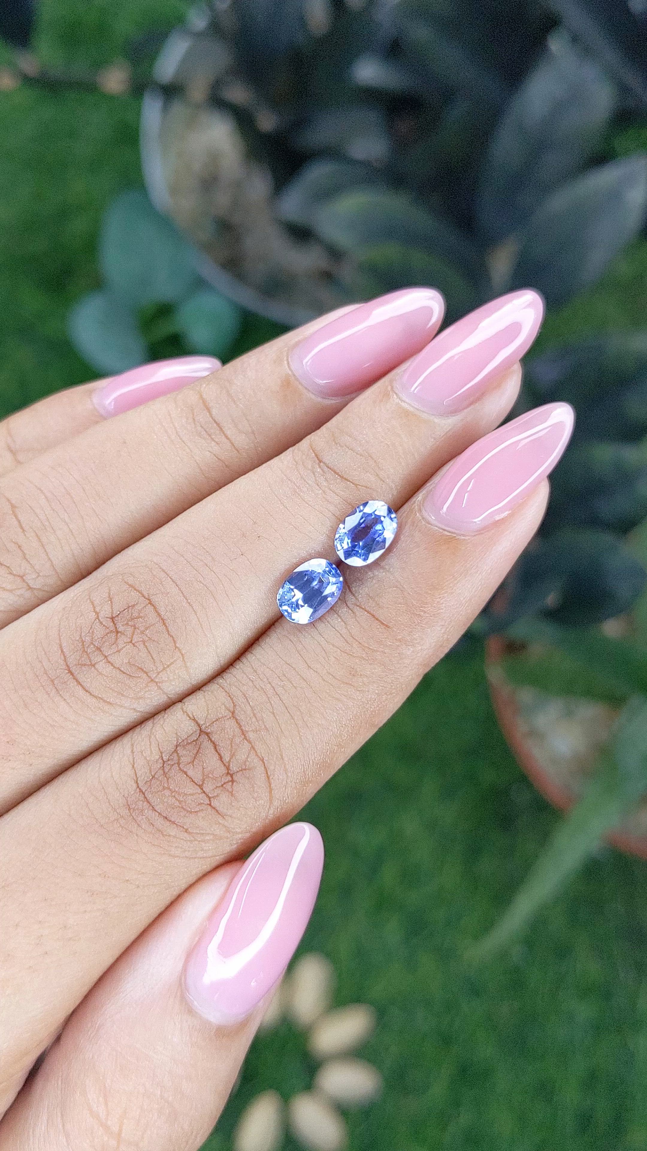 2.14 Ct.Tw.Total Carat Weight Blue Sapphire Pair from Ceylon (Sri Lanka) Size Video