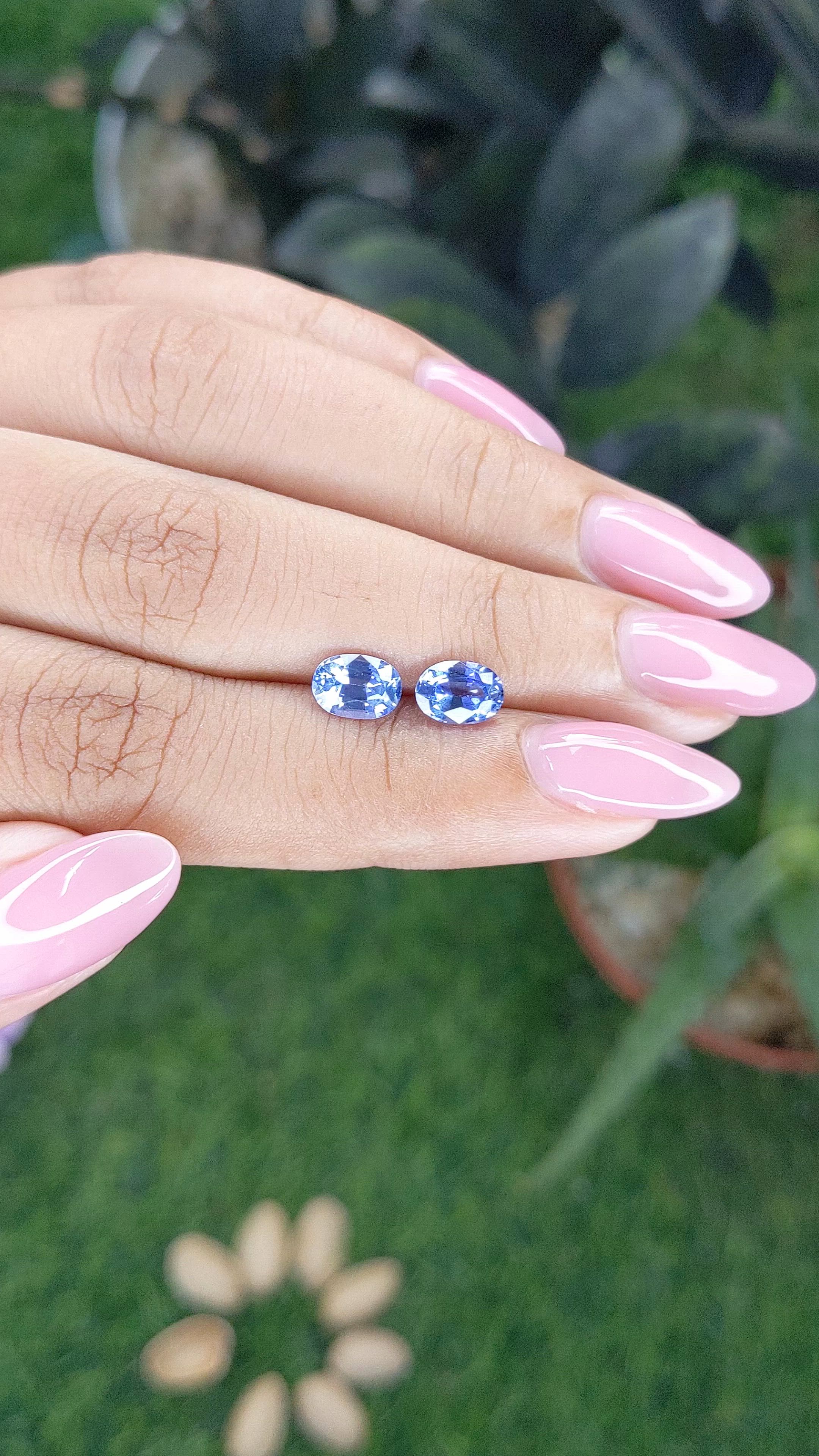 2.14 Ct.Tw.Total Carat Weight Blue Sapphire Pair from Ceylon (Sri Lanka) Size Video