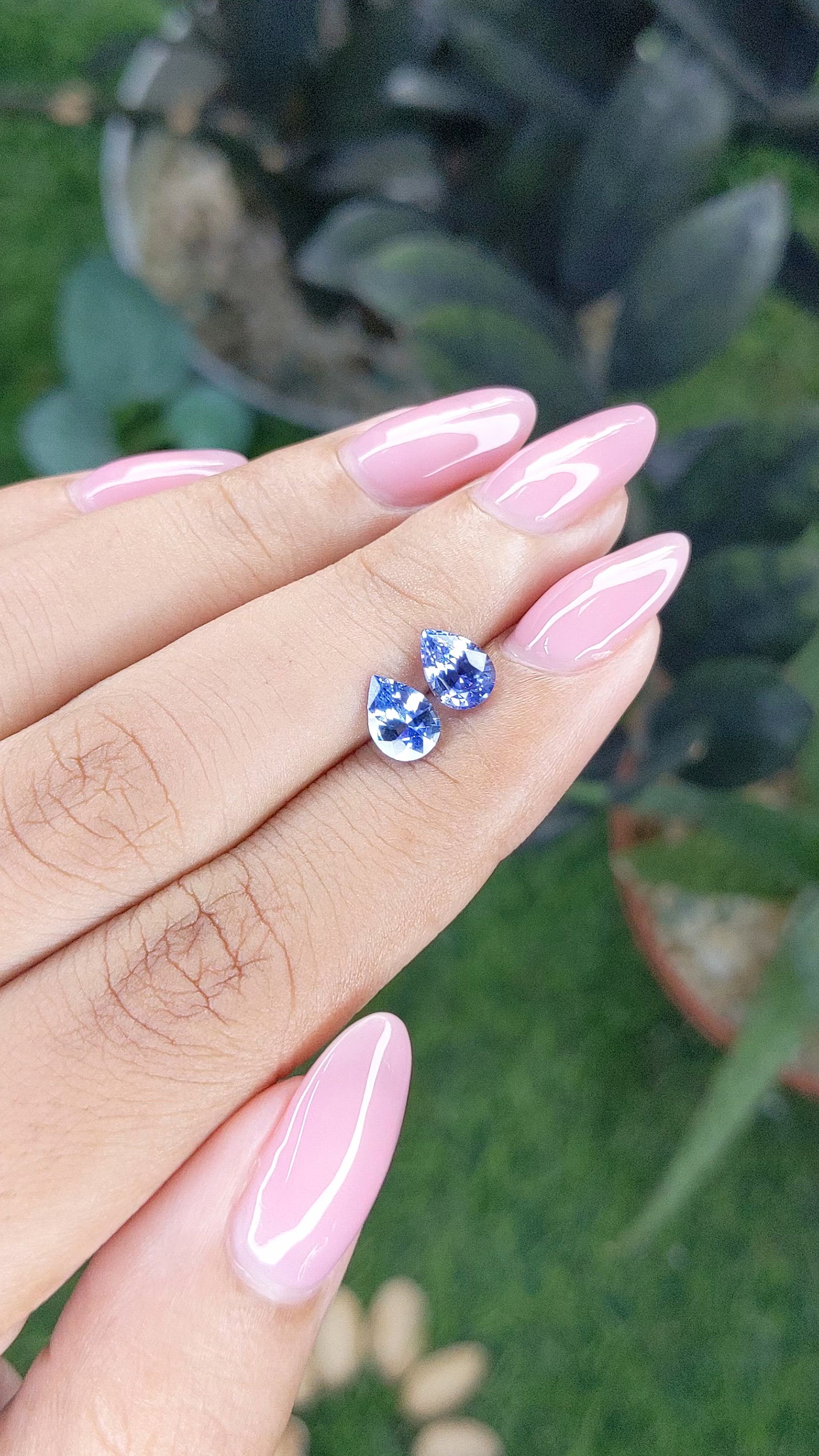 1.68 Ct.Tw.Total Carat Weight Blue Sapphire Pair from Ceylon (Sri Lanka) Size Video