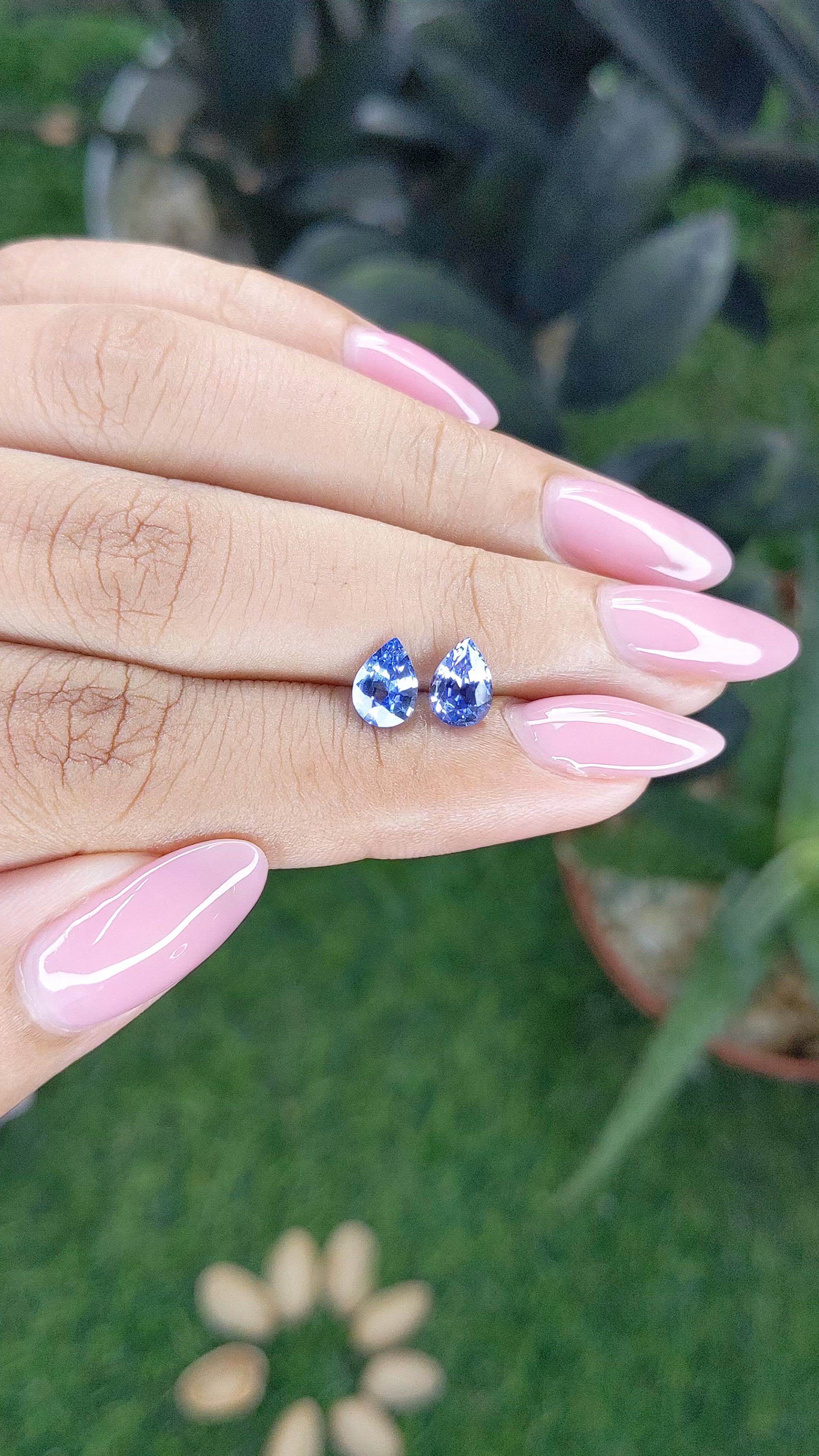1.68 Ct.Tw.Total Carat Weight Blue Sapphire Pair from Ceylon (Sri Lanka) Size Video