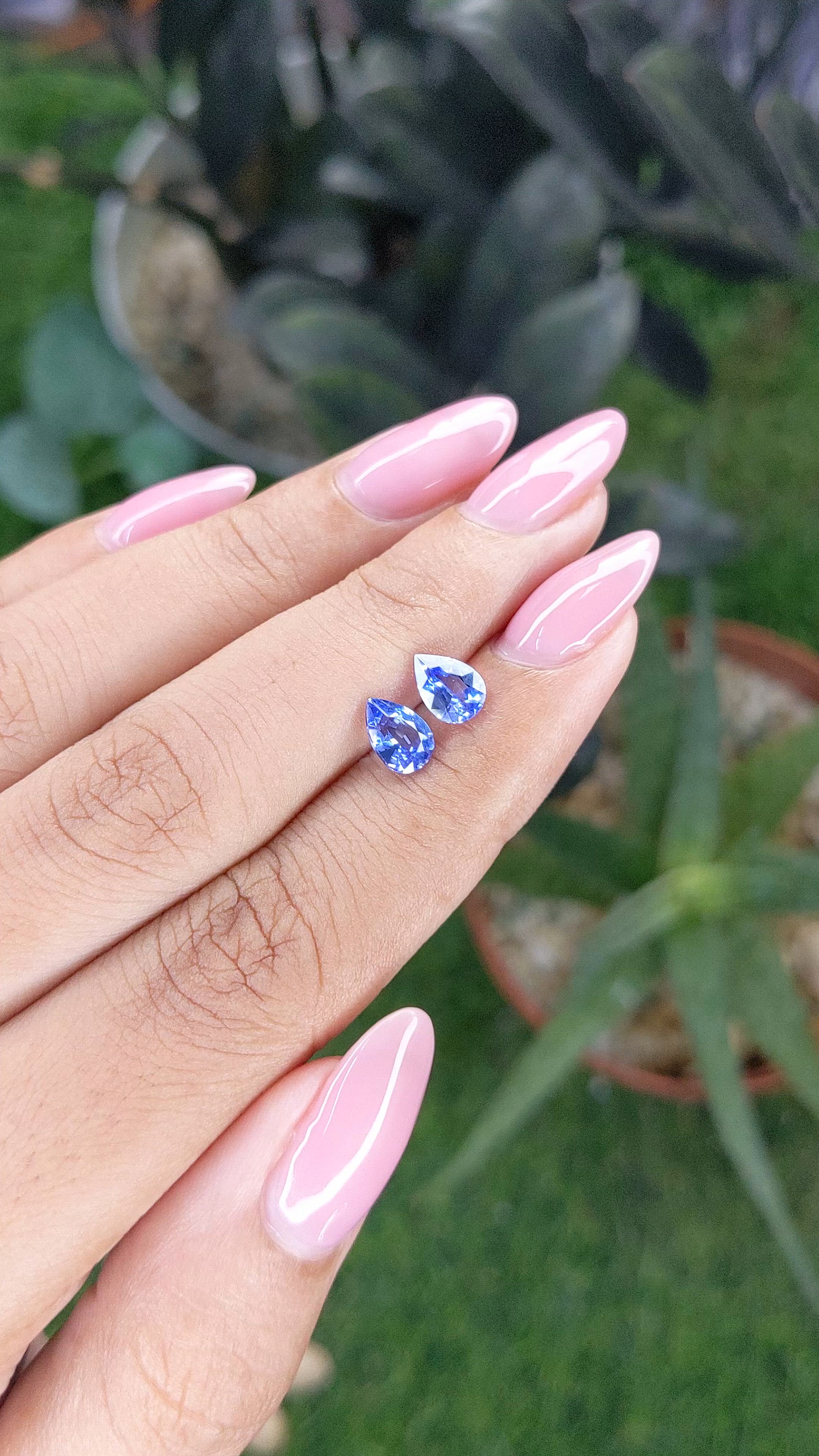 1.63 Ct.Tw.Total Carat Weight Blue Sapphire Pair from Ceylon (Sri Lanka) Size Video