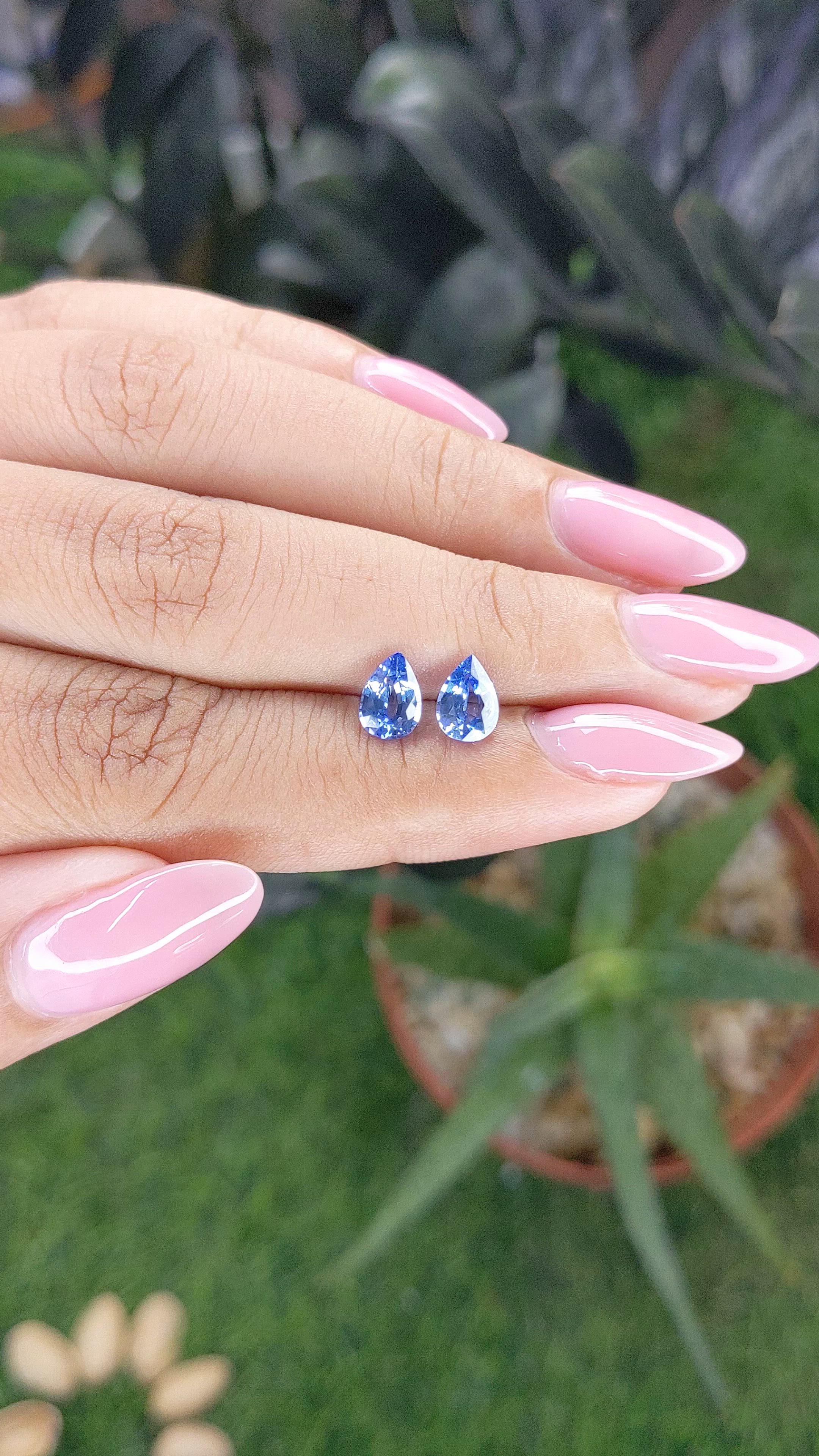1.63 Ct.Tw.Total Carat Weight Blue Sapphire Pair from Ceylon (Sri Lanka) Size Video