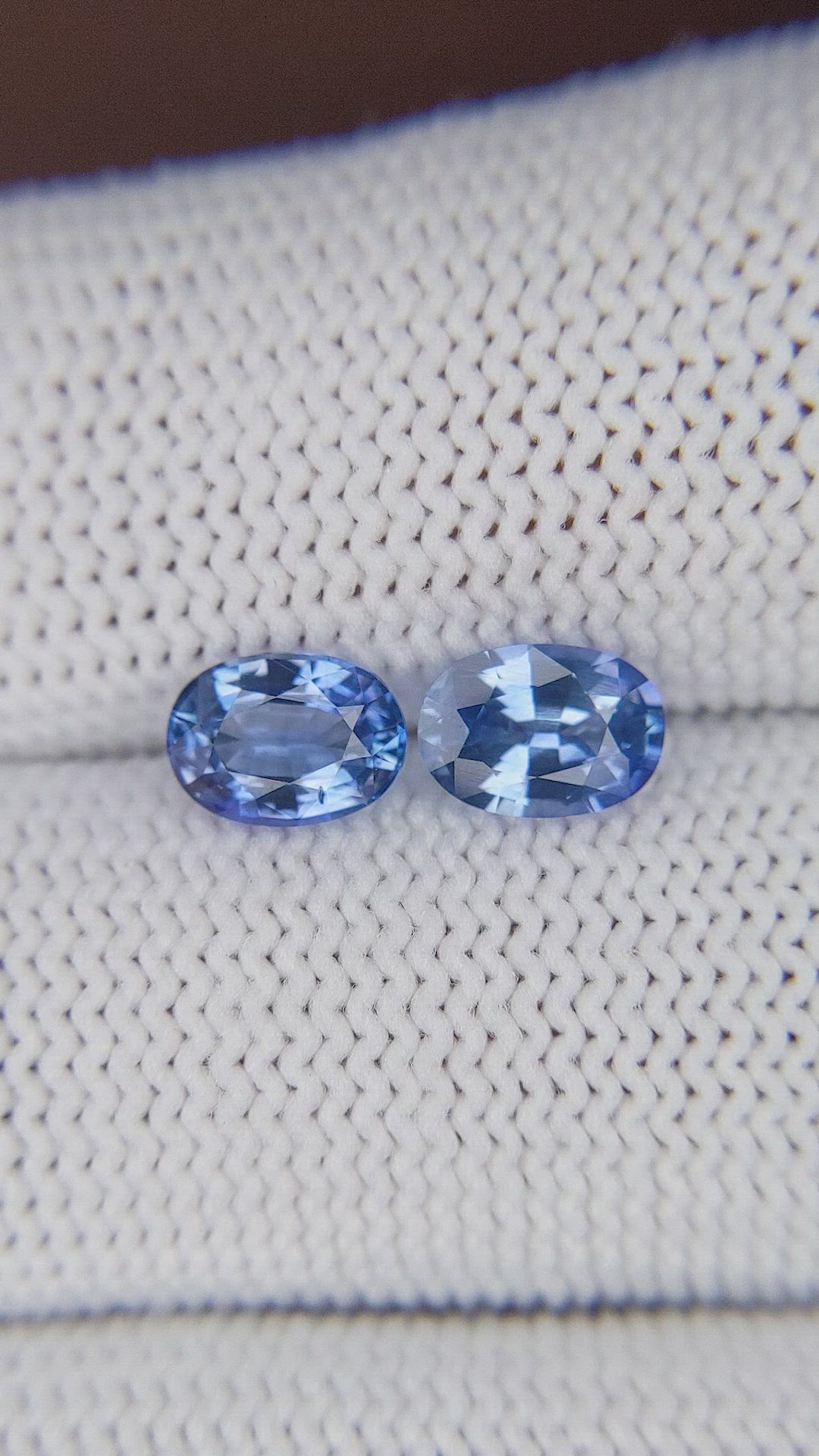 1.87 Ct.Tw.Total Carat Weight Blue Sapphire Pair from Ceylon (Sri Lanka) Size Video