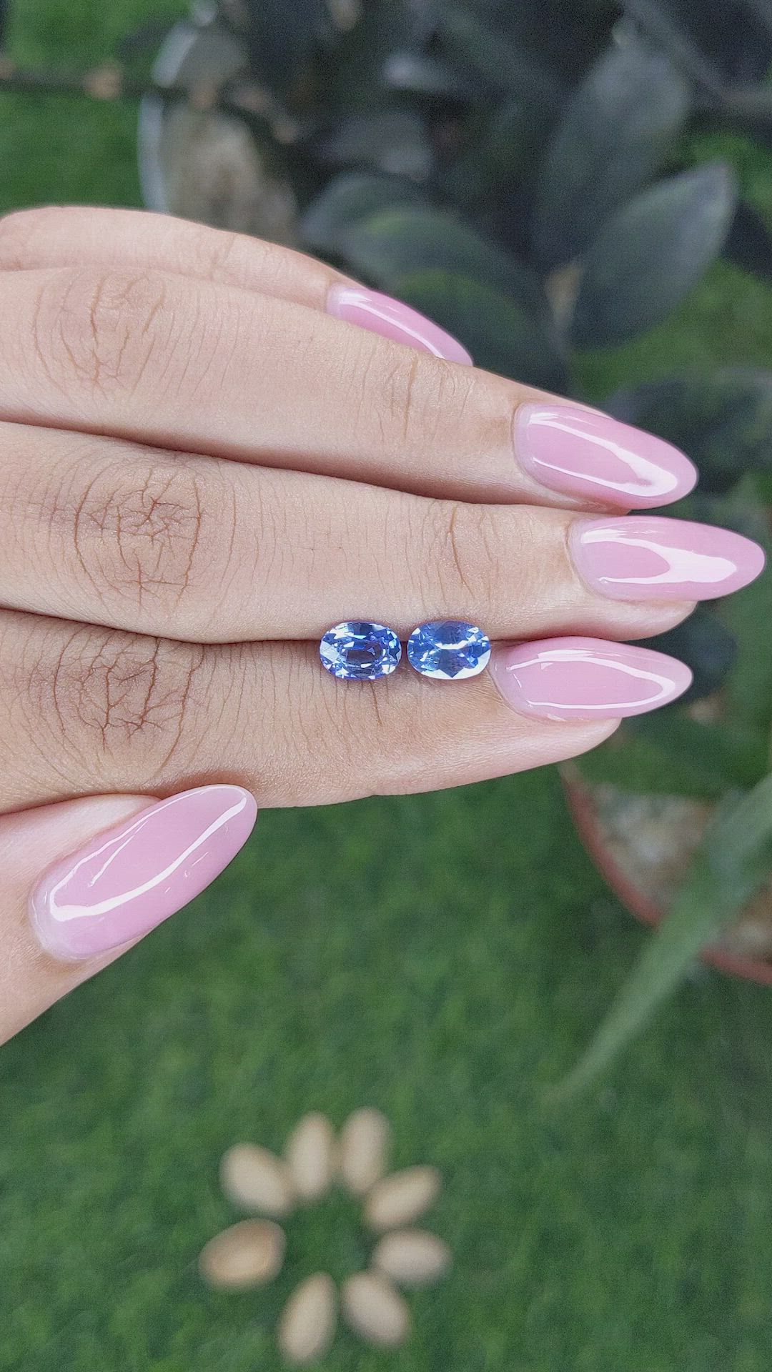 1.87 Ct.Tw.Total Carat Weight Blue Sapphire Pair from Ceylon (Sri Lanka) Size Video