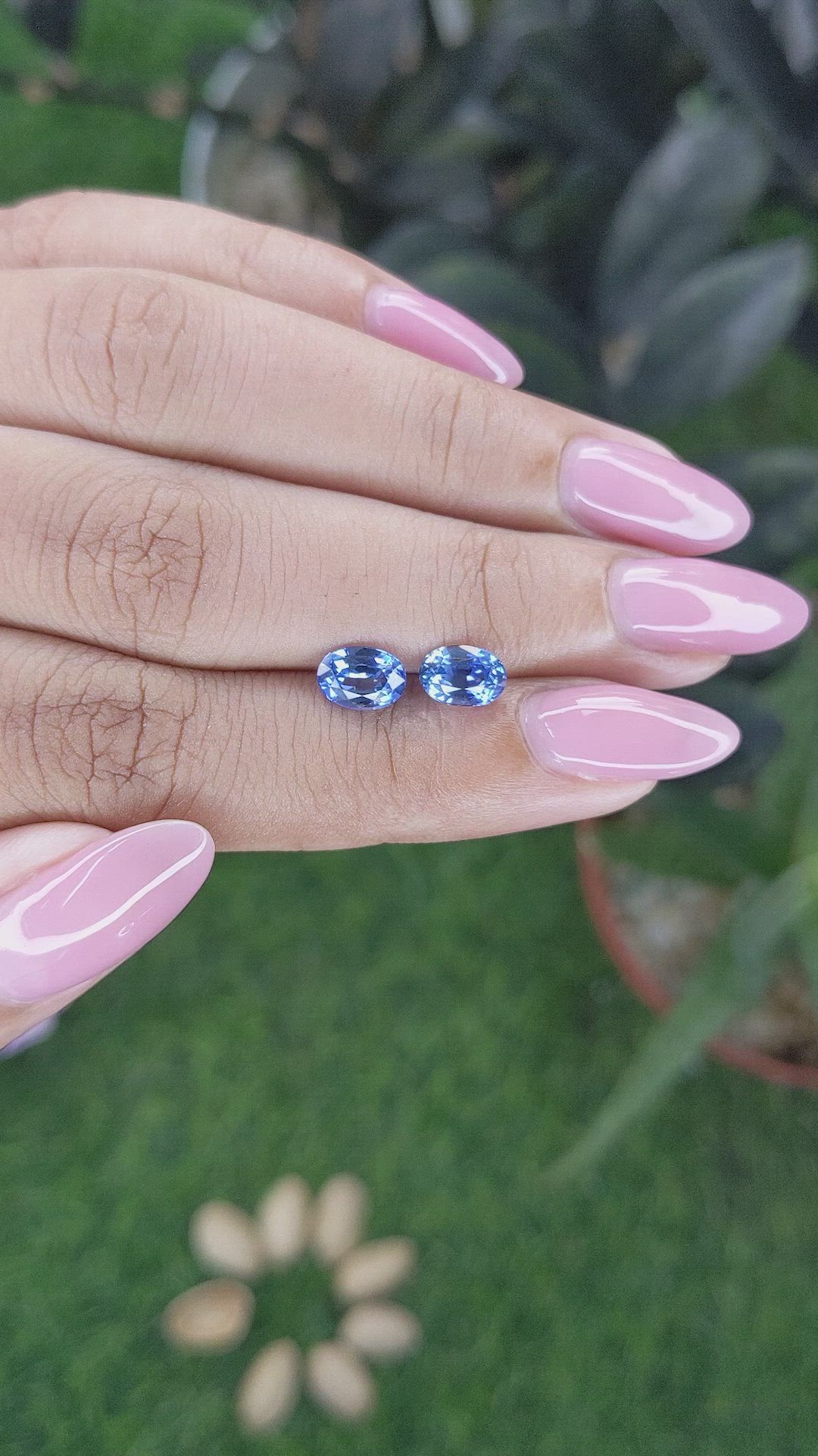 2.18 Ct.Tw.Total Carat Weight Blue Sapphire Pair from Ceylon (Sri Lanka) Size Video