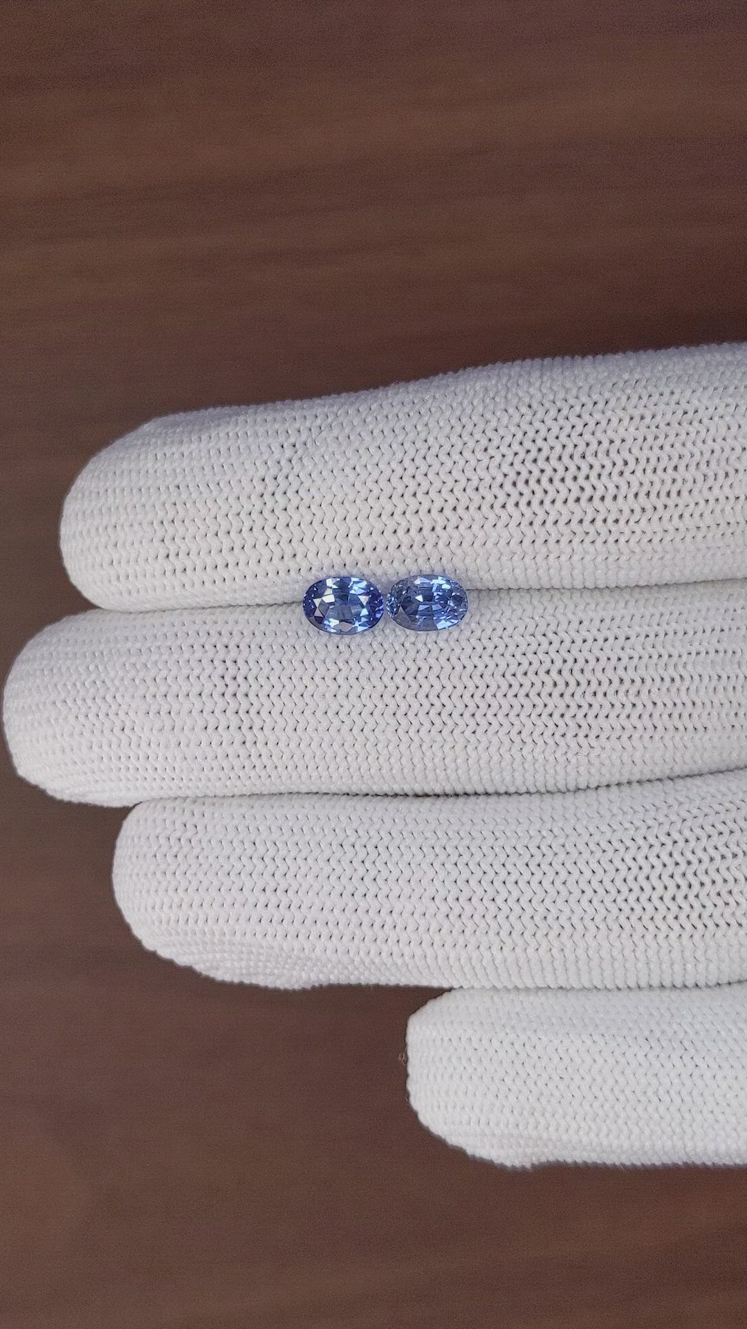 2.18 Ct.Tw.Total Carat Weight Blue Sapphire Pair from Ceylon (Sri Lanka) Size Video