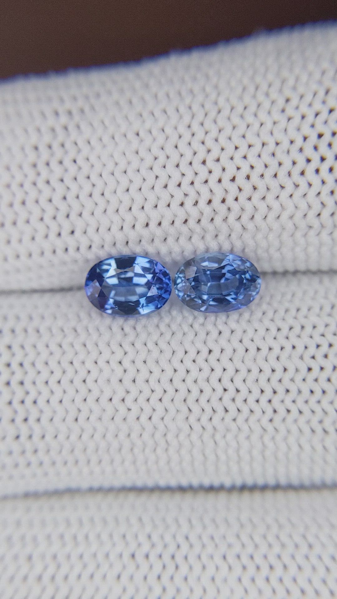 2.18 Ct.Tw.Total Carat Weight Blue Sapphire Pair from Ceylon (Sri Lanka) Size Video
