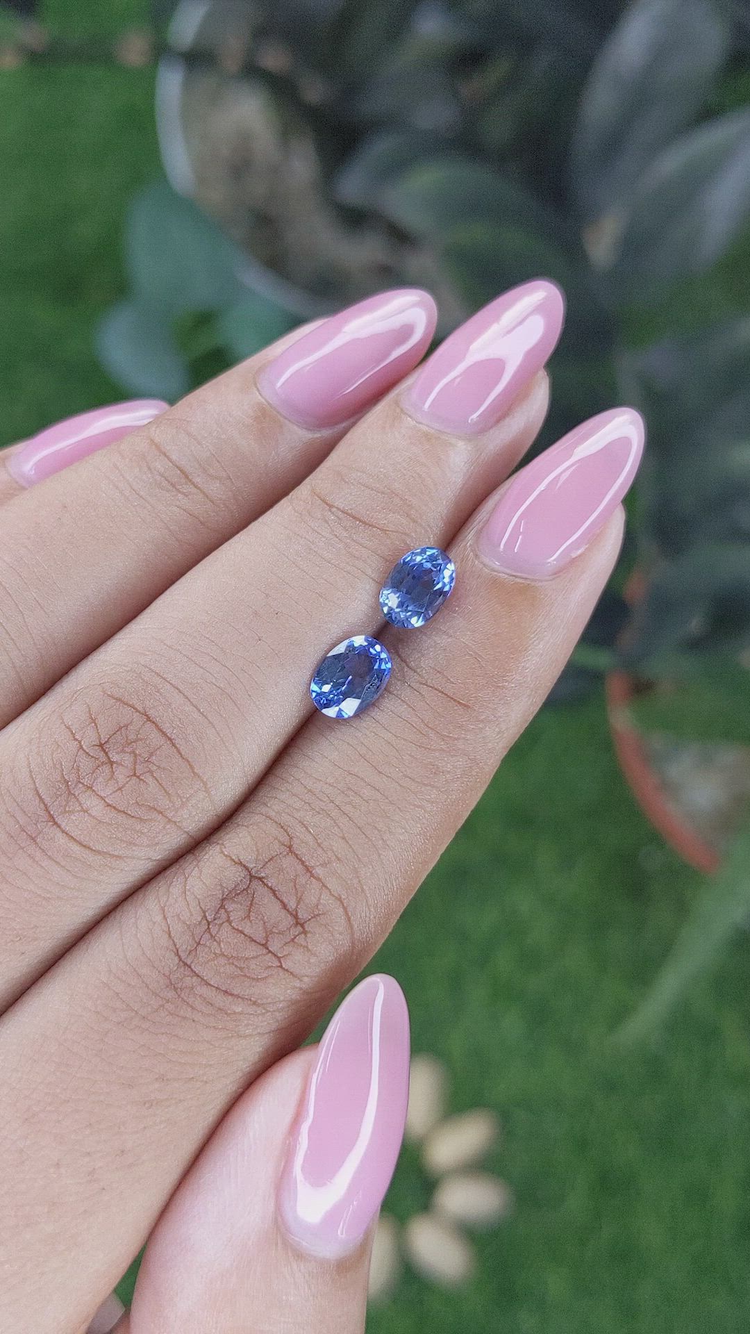 2.18 Ct.Tw.Total Carat Weight Blue Sapphire Pair from Ceylon (Sri Lanka) Size Video