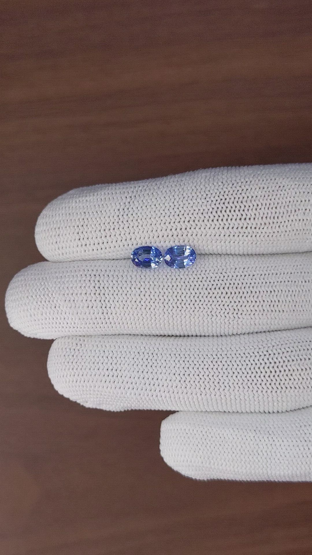 1.78 Ct.Tw.Total Carat Weight Blue Sapphire Pair from Ceylon (Sri Lanka) Size Video