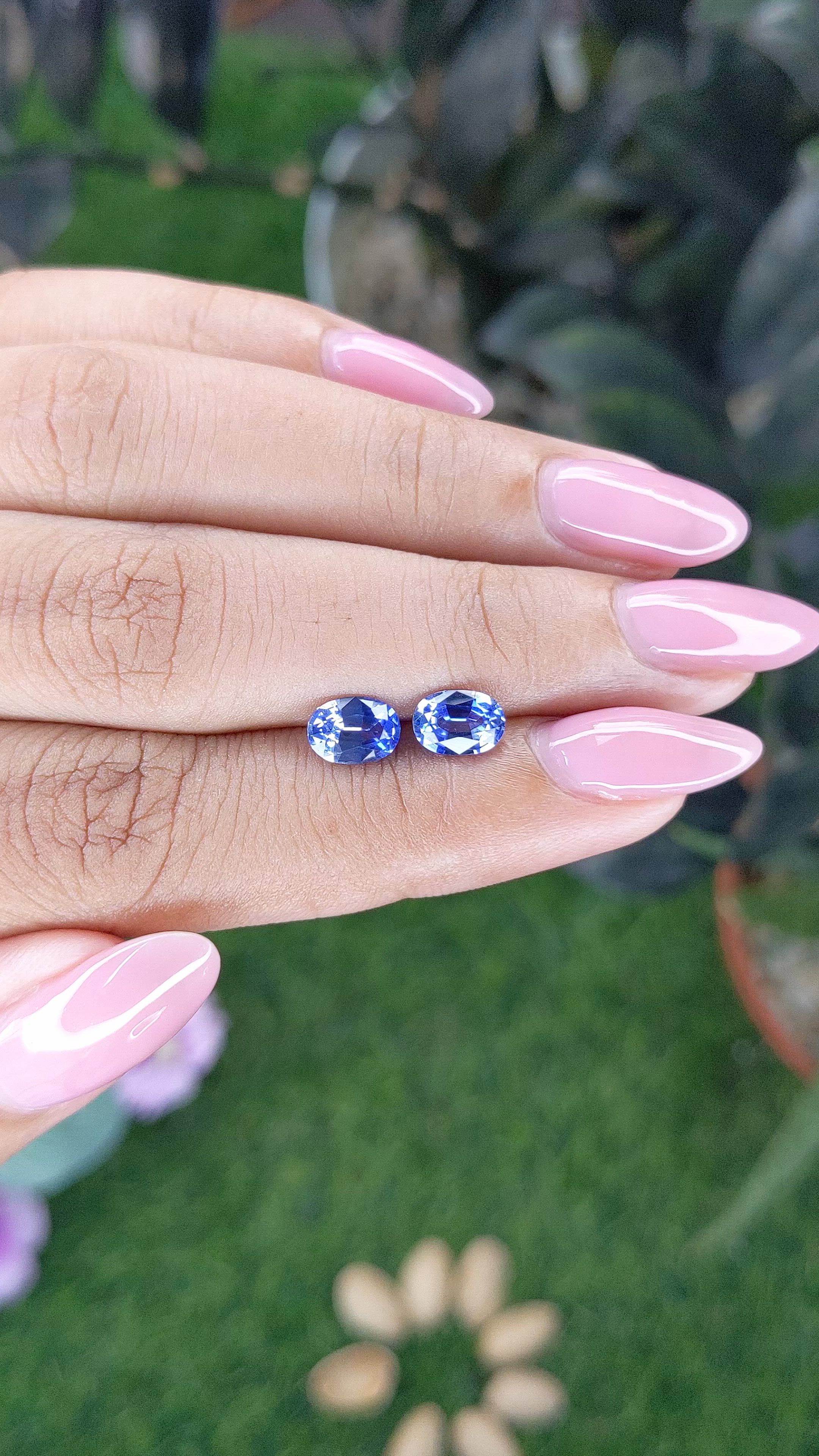 1.78 Ct.Tw.Total Carat Weight Blue Sapphire Pair from Ceylon (Sri Lanka) Size Video