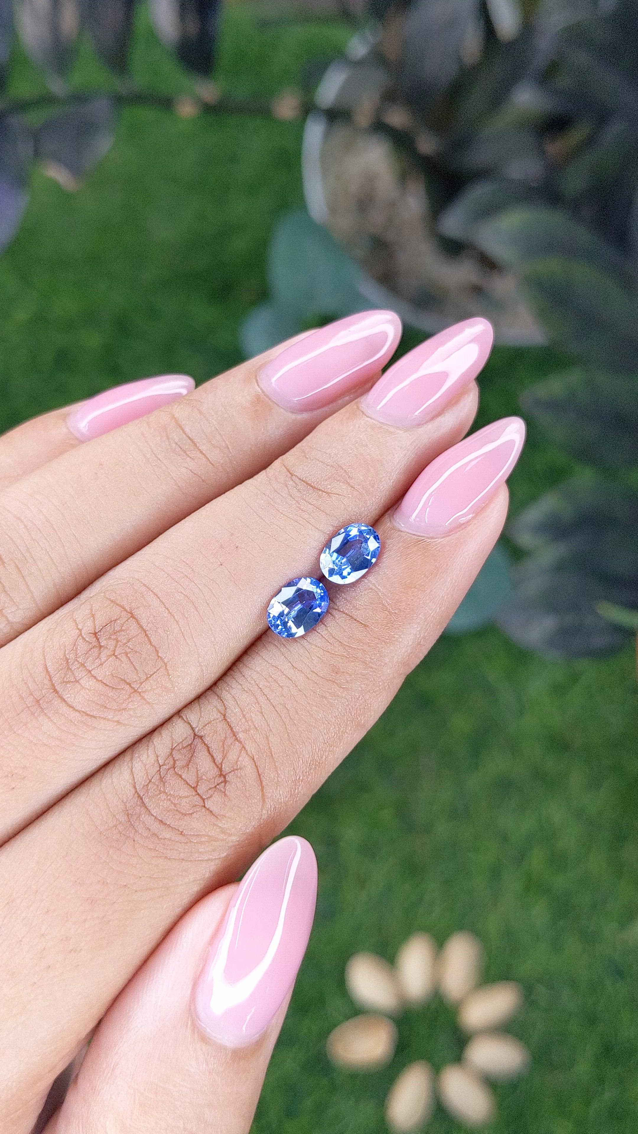 1.78 Ct.Tw.Total Carat Weight Blue Sapphire Pair from Ceylon (Sri Lanka) Size Video