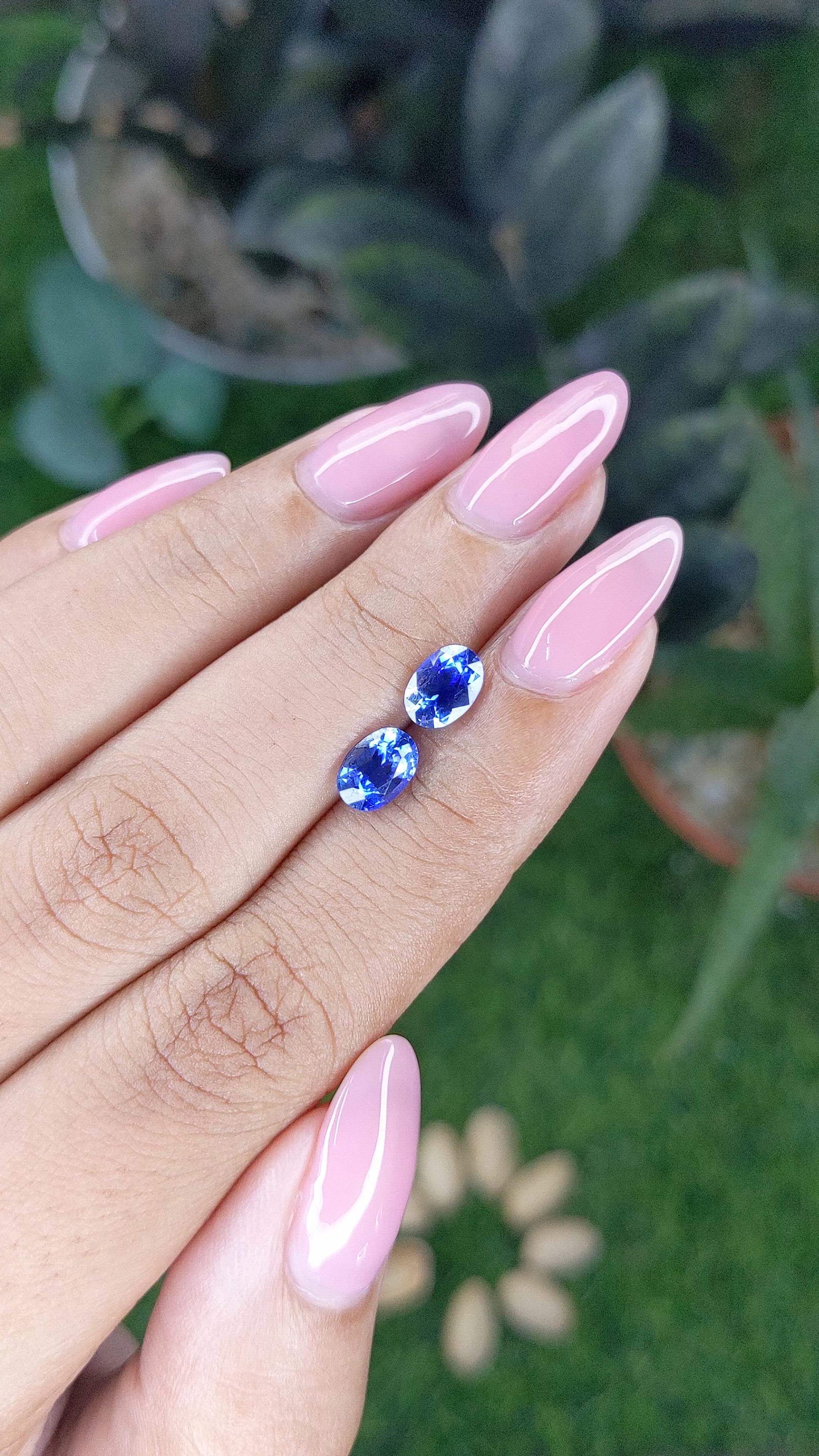 2.10 Ct.Tw.Total Carat Weight Blue Sapphire Pair from Ceylon (Sri Lanka) Size Video