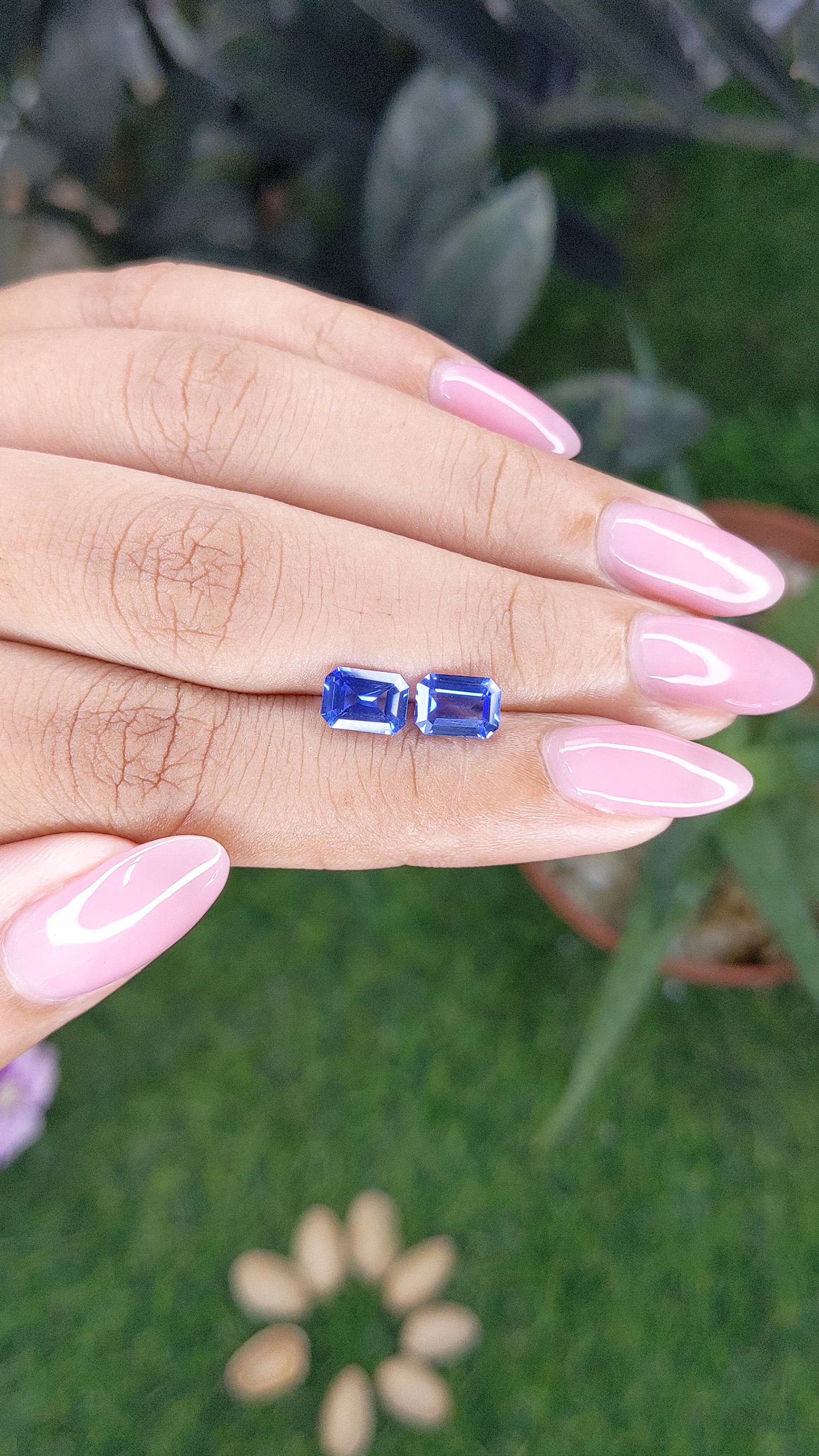 2.18 Ct.Tw.Total Carat Weight Blue Sapphire Pair from Ceylon (Sri Lanka) Size Video