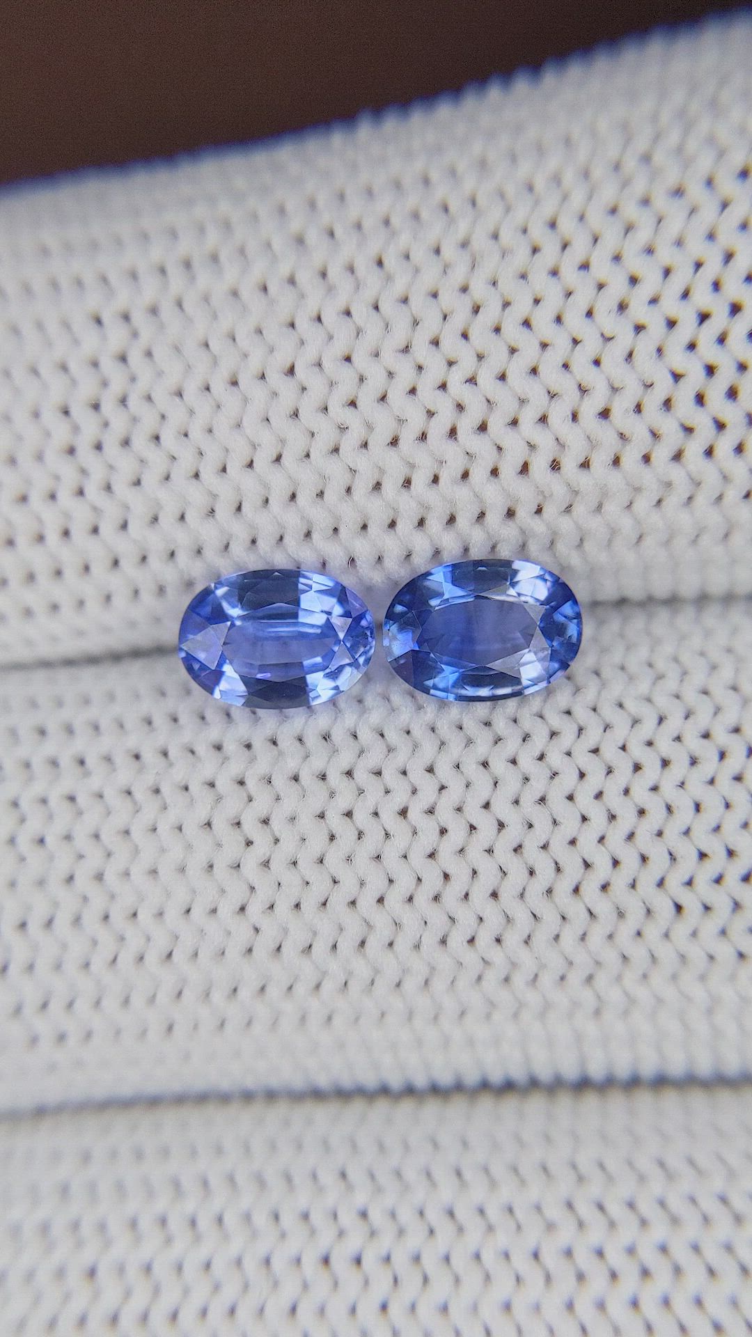 1.87 Ct.Tw.Total Carat Weight Blue Sapphire Pair from Ceylon (Sri Lanka) Size Video
