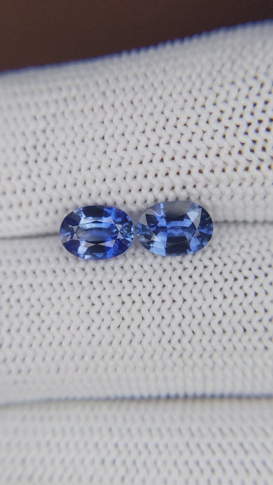 1.73 Ct.Tw.Total Carat Weight Blue Sapphire Pair from Ceylon (Sri Lanka) Size Video