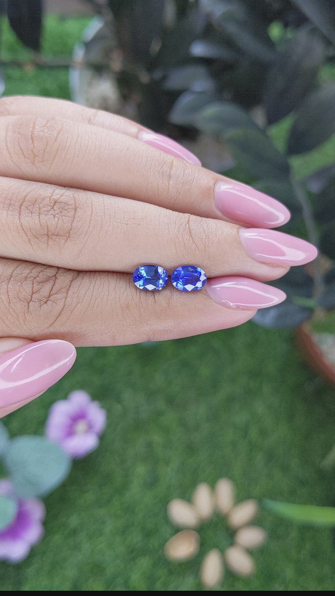 1.88 Ct.Tw.Total Carat Weight Blue Sapphire Pair from Madagascar Size Video
