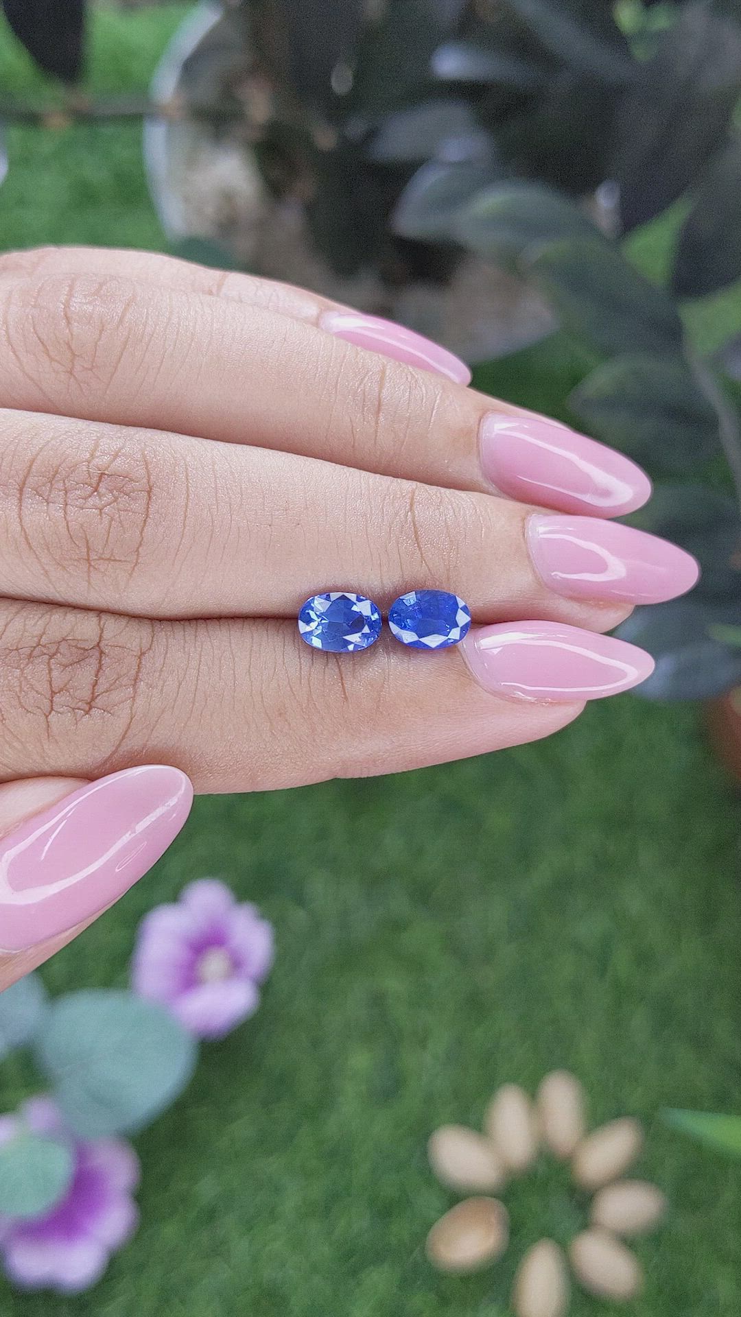 2.32 Ct.Tw.Total Carat Weight Blue Sapphire Pair from Ceylon (Sri Lanka) Size Video