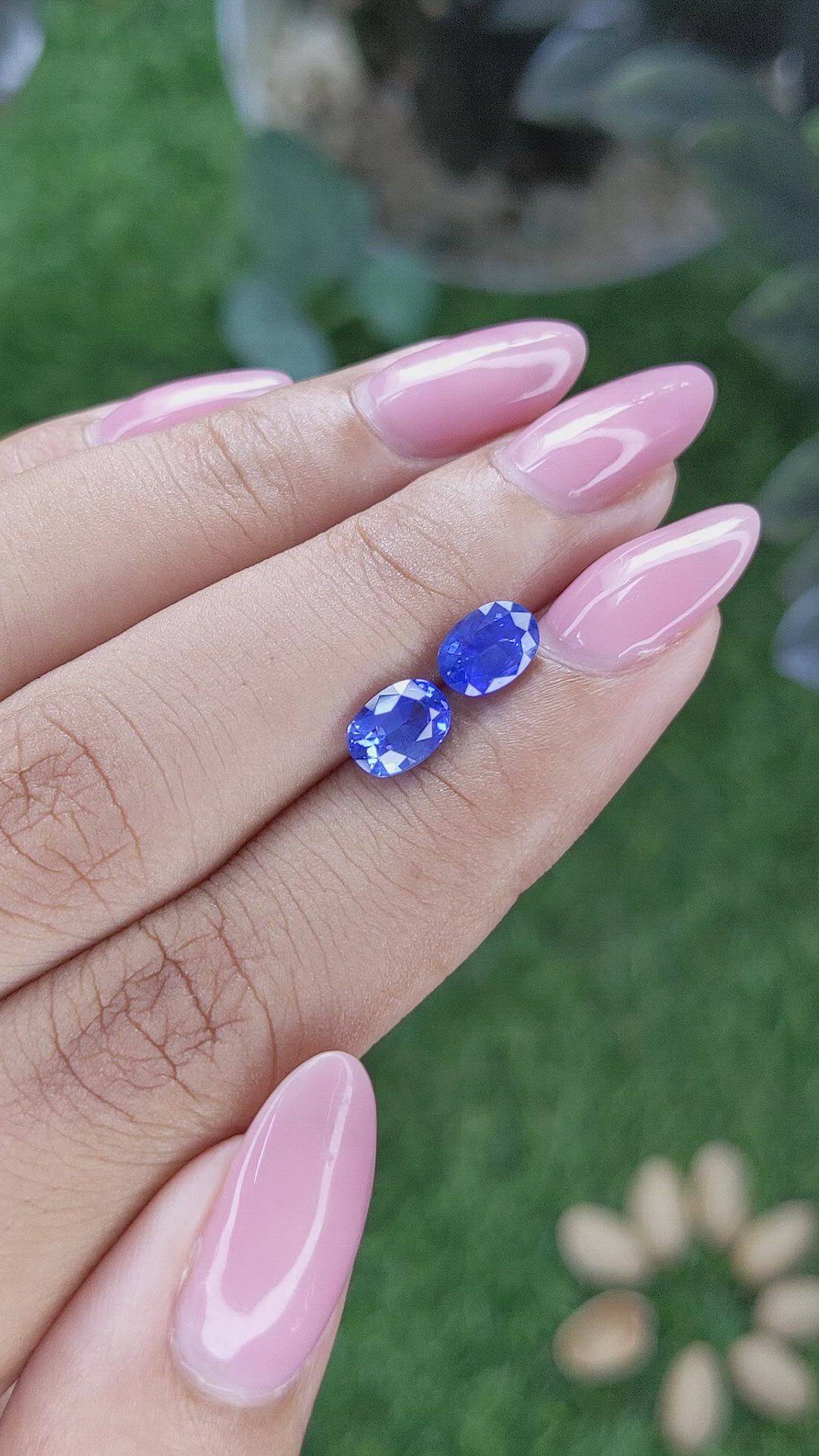 2.32 Ct.Tw.Total Carat Weight Blue Sapphire Pair from Ceylon (Sri Lanka) Size Video