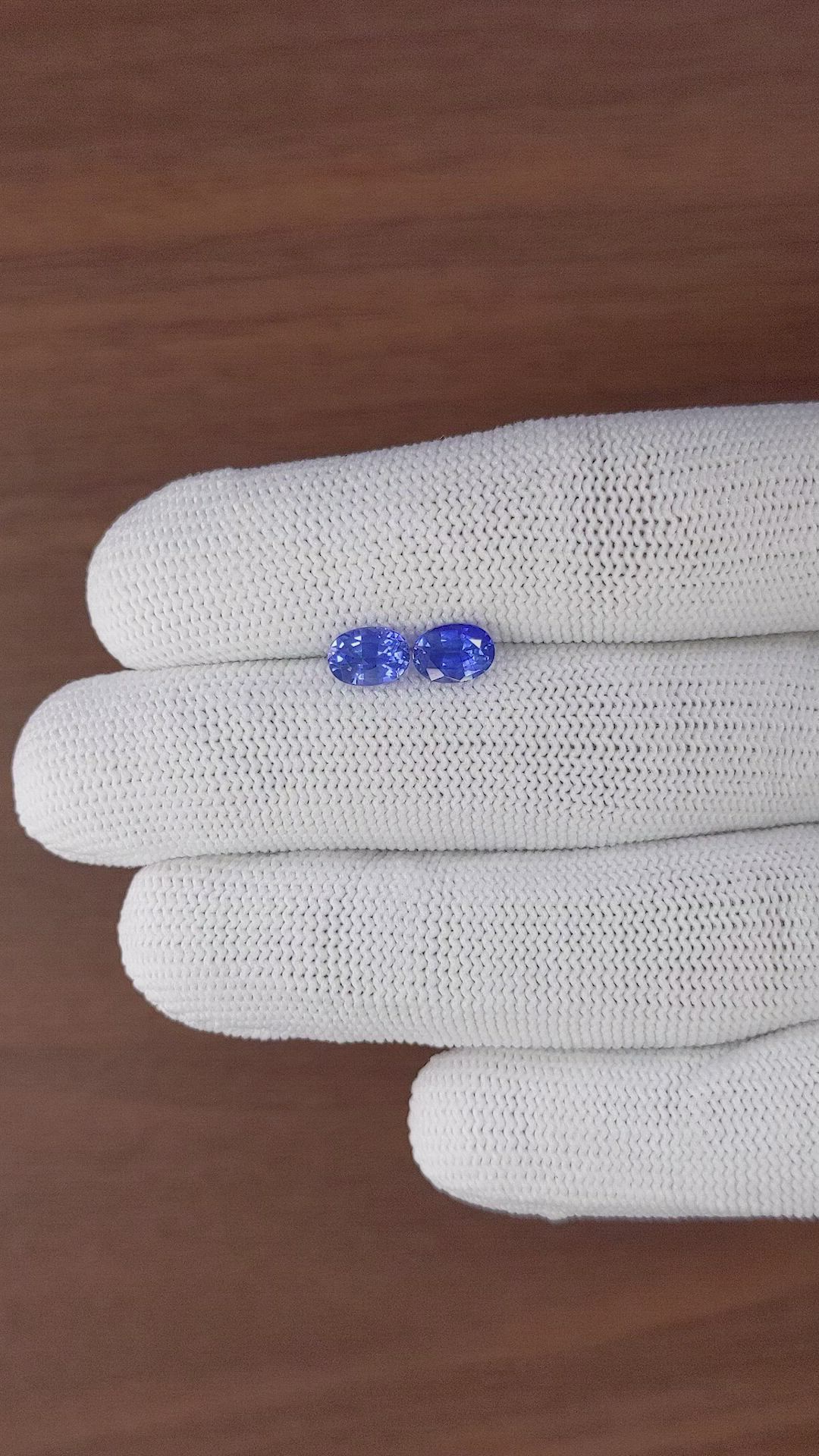 2.32 Ct.Tw.Total Carat Weight Blue Sapphire Pair from Ceylon (Sri Lanka) Size Video