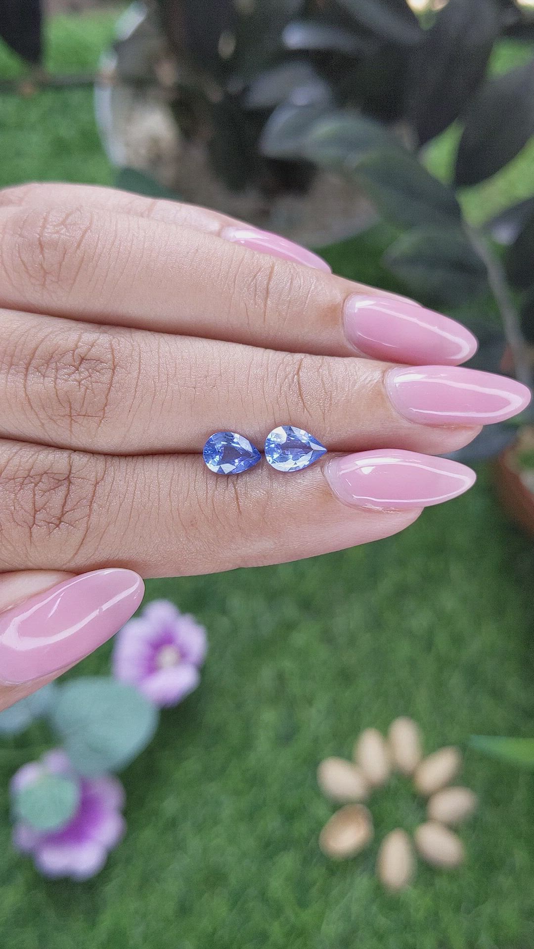 1.64 Ct.Tw.Total Carat Weight Blue Sapphire Pair from Ceylon (Sri Lanka) Size Video