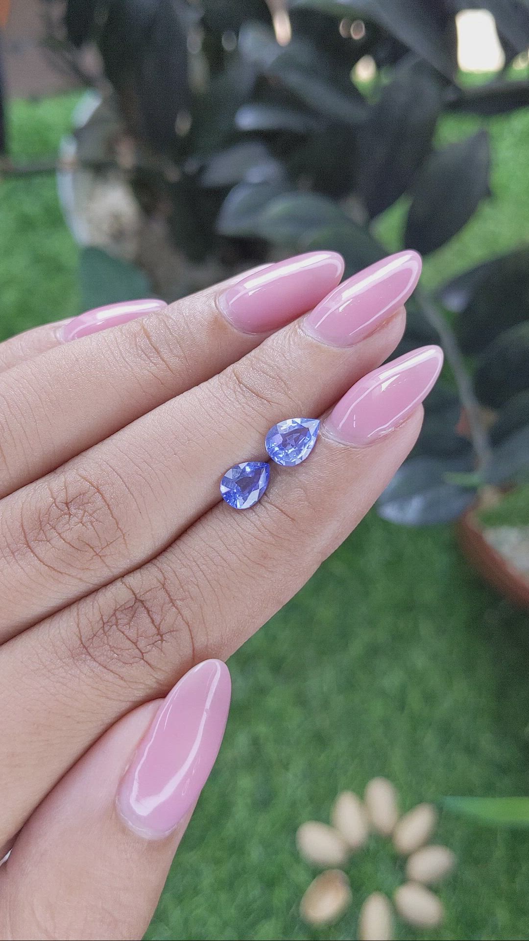 1.64 Ct.Tw.Total Carat Weight Blue Sapphire Pair from Ceylon (Sri Lanka) Size Video