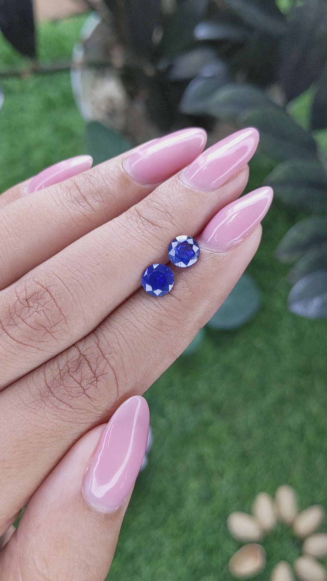 1.59 Ct.Tw.Total Carat Weight Blue Sapphire Pair from Ceylon (Sri Lanka) Size Video