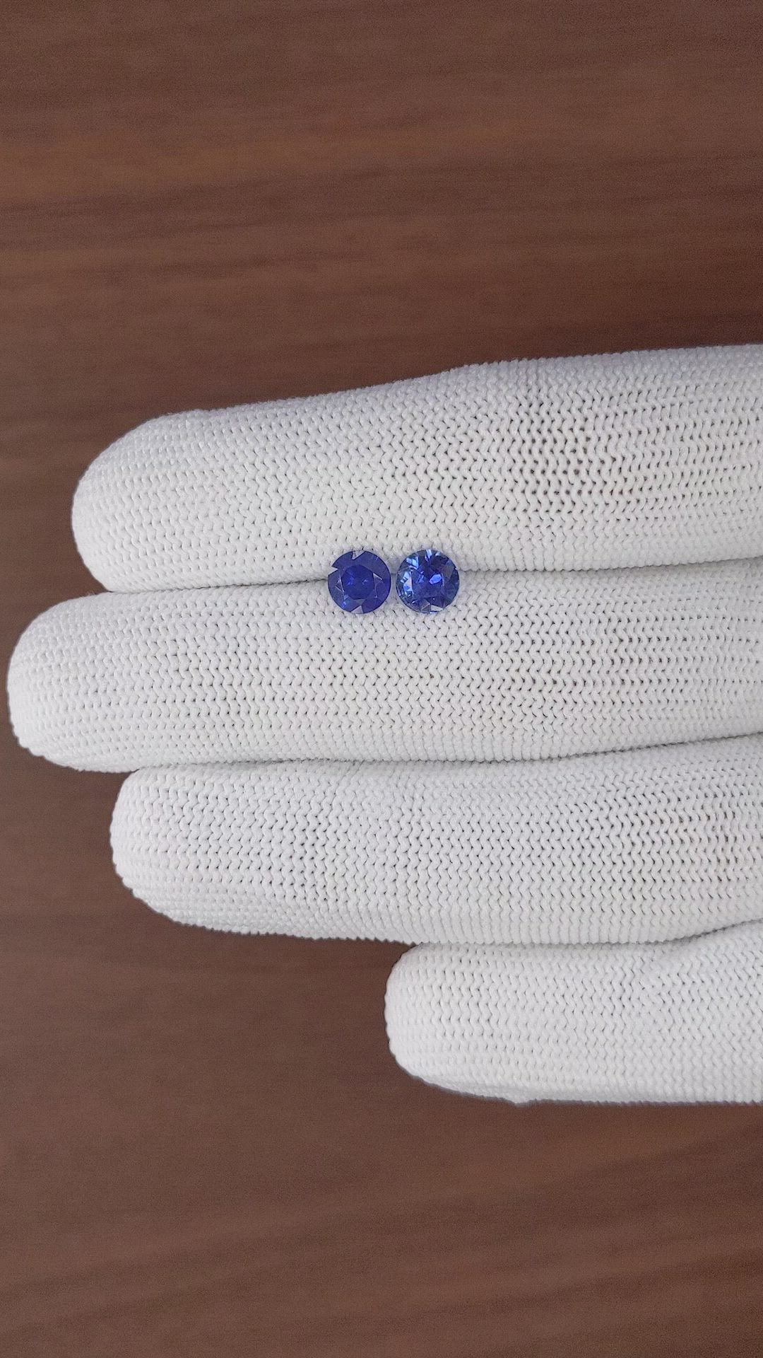 1.59 Ct.Tw.Total Carat Weight Blue Sapphire Pair from Ceylon (Sri Lanka) Size Video