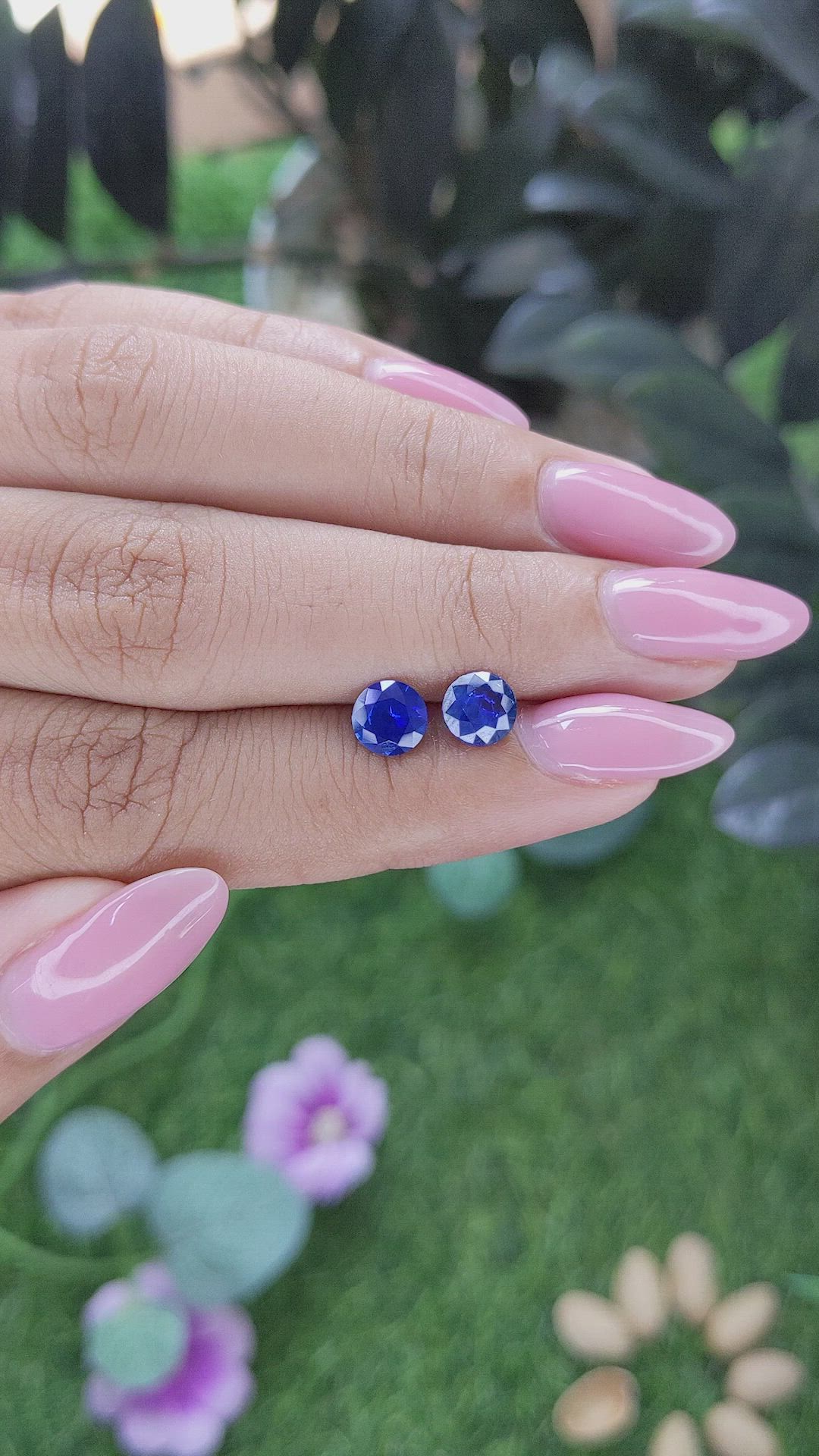 1.59 Ct.Tw.Total Carat Weight Blue Sapphire Pair from Ceylon (Sri Lanka) Size Video