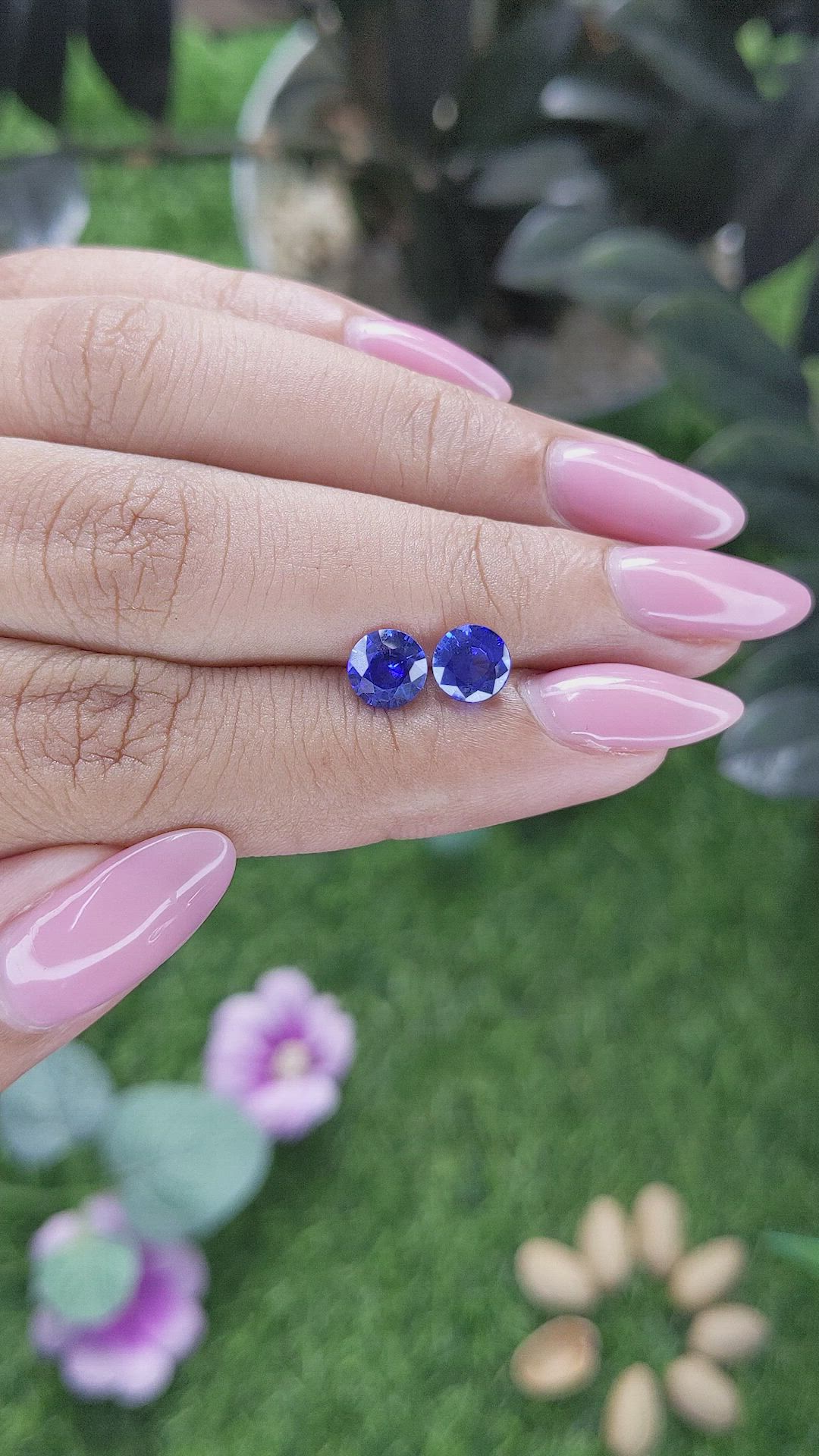 2.00 Ct.Tw.Total Carat Weight Blue Sapphire Pair from Ceylon (Sri Lanka) Size Video