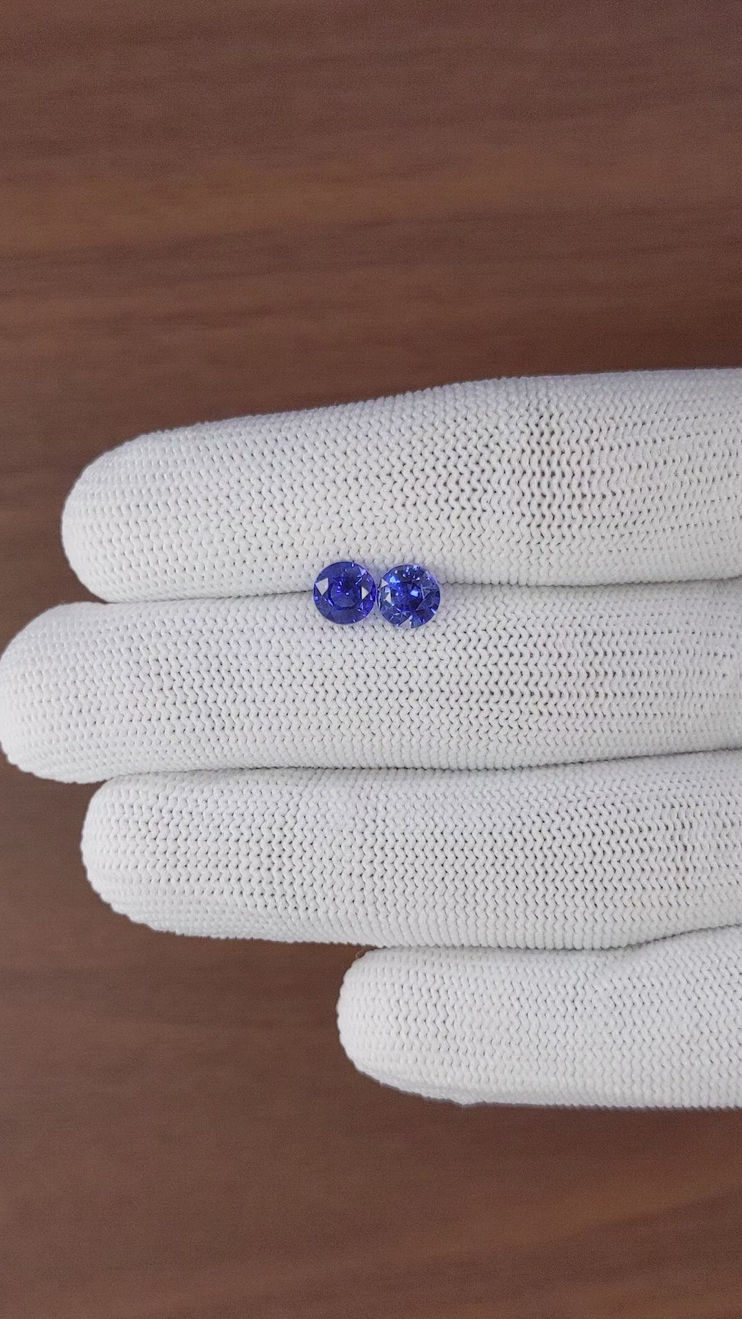 2.00 Ct.Tw.Total Carat Weight Blue Sapphire Pair from Ceylon (Sri Lanka) Size Video